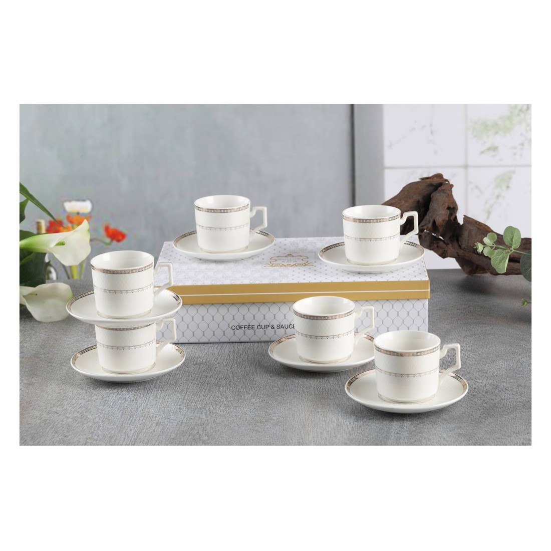 Shallow By S&amp;A Rosa Coffee Cup and Saucer Set 90ml 12 PCS
