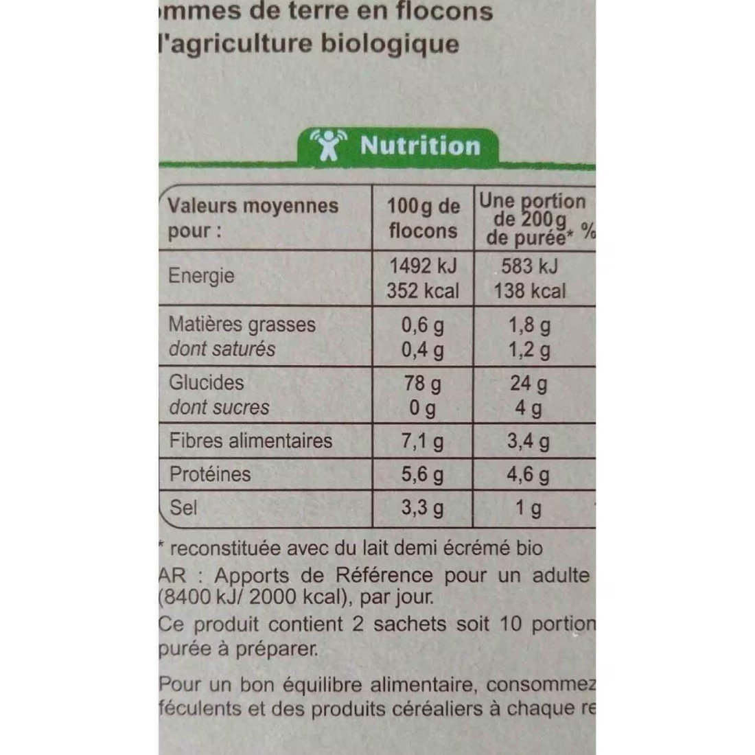 Carrefour Bio Mashed Potato Puree 125g Pack of 2