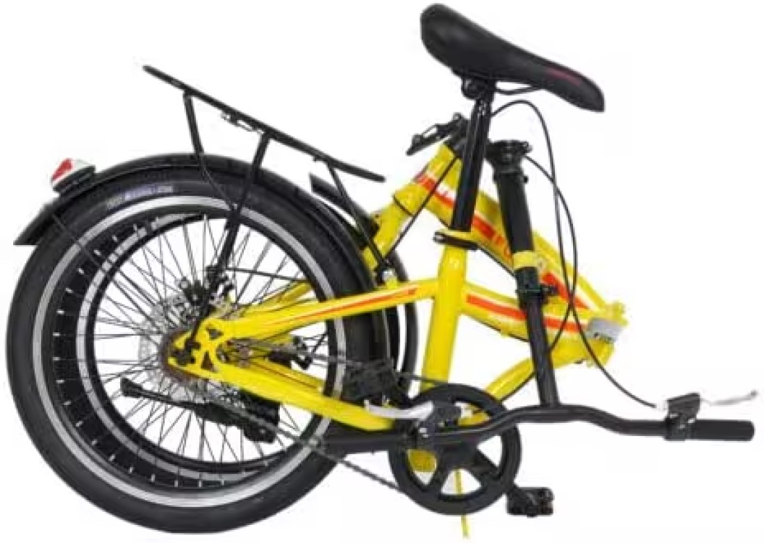Vego Fold 20 Inch Single Speed Folding Bike, Yellow