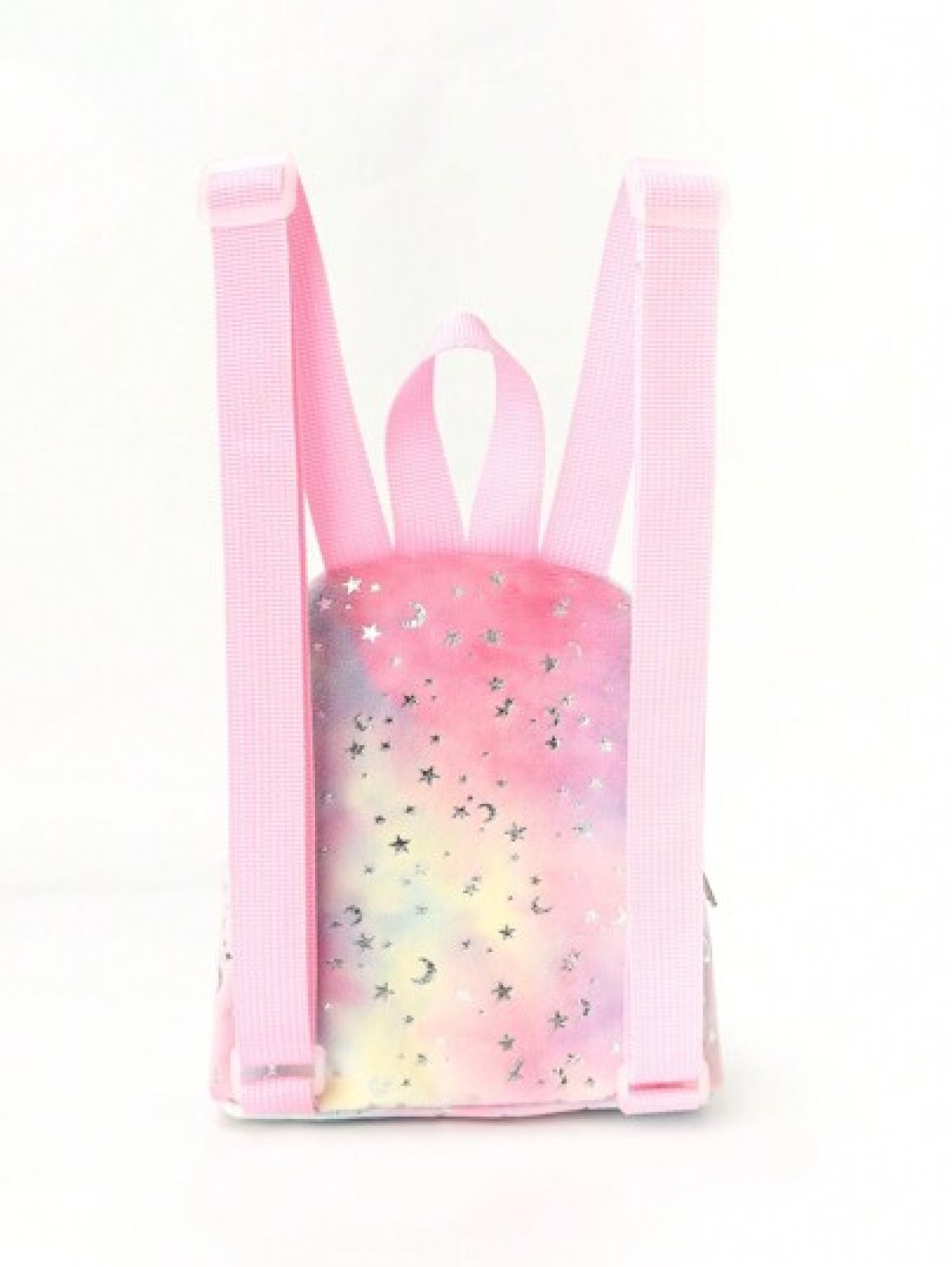 1 Pc Winter New Style Children Girls Mini Cute Stars Moon Printed Soft Plush Adjustable Backpack Suitable For Outdoor Travel Daily Use Holiday Gift School Primary School Students