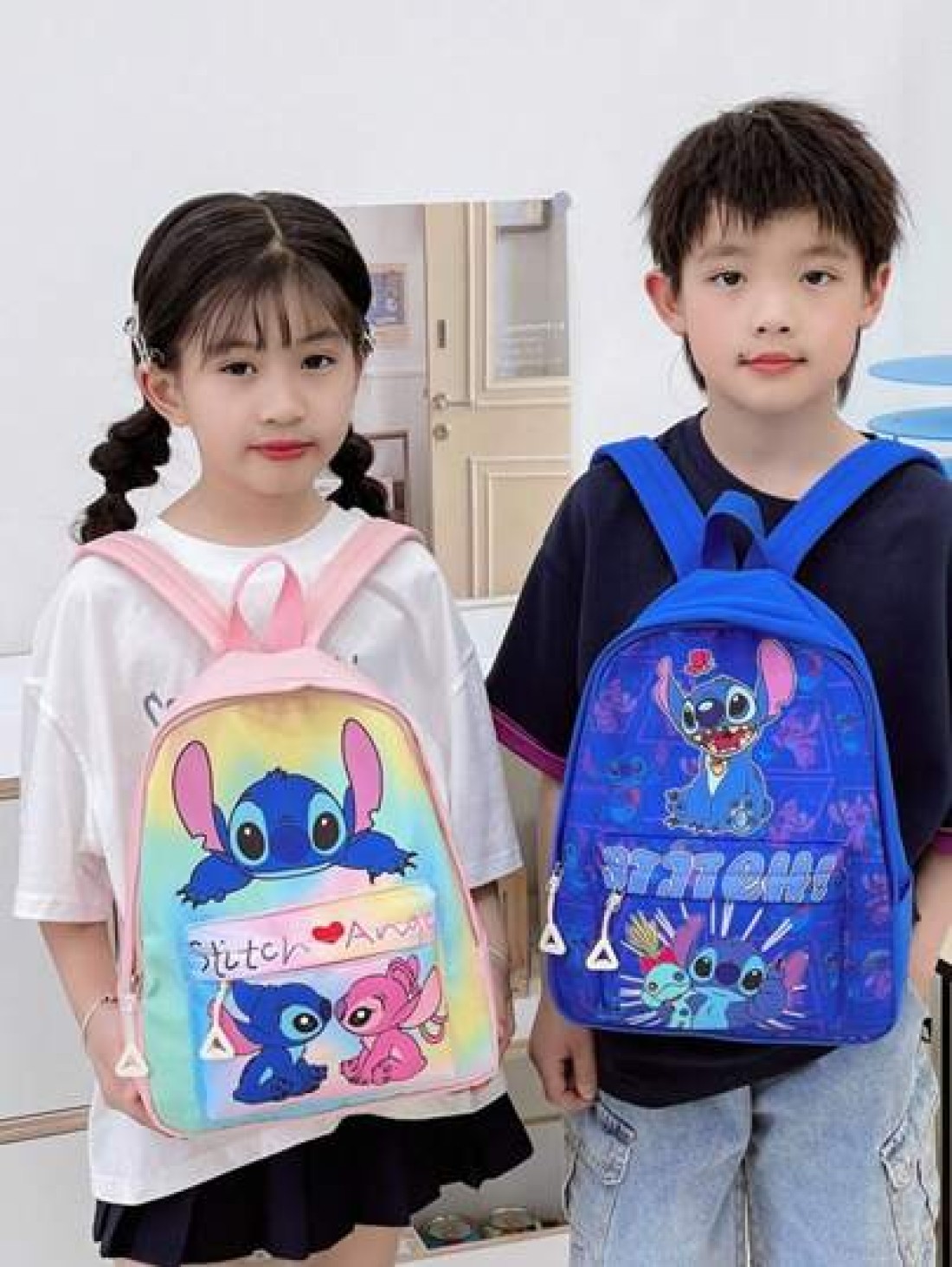 Disney 1 Disney Backpack Stitch Student Bag Lightweight Cartoon Pattern Storage Bag Small Backpack With Zipper Seal Storage Bag Suitable For Stationery Organization Gift Bag For Friends Gatherings On