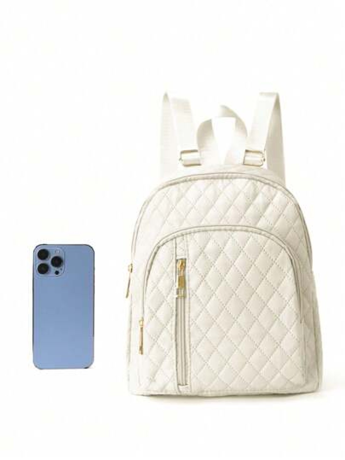 1 Piece Simple And Stylish Solid Color Quilted Multi Pocket Zipper Backpack Lightweight Large Capacity School Bag Backpack With Adjustable Shoulder Strap Portable School Bag For Middle And High School