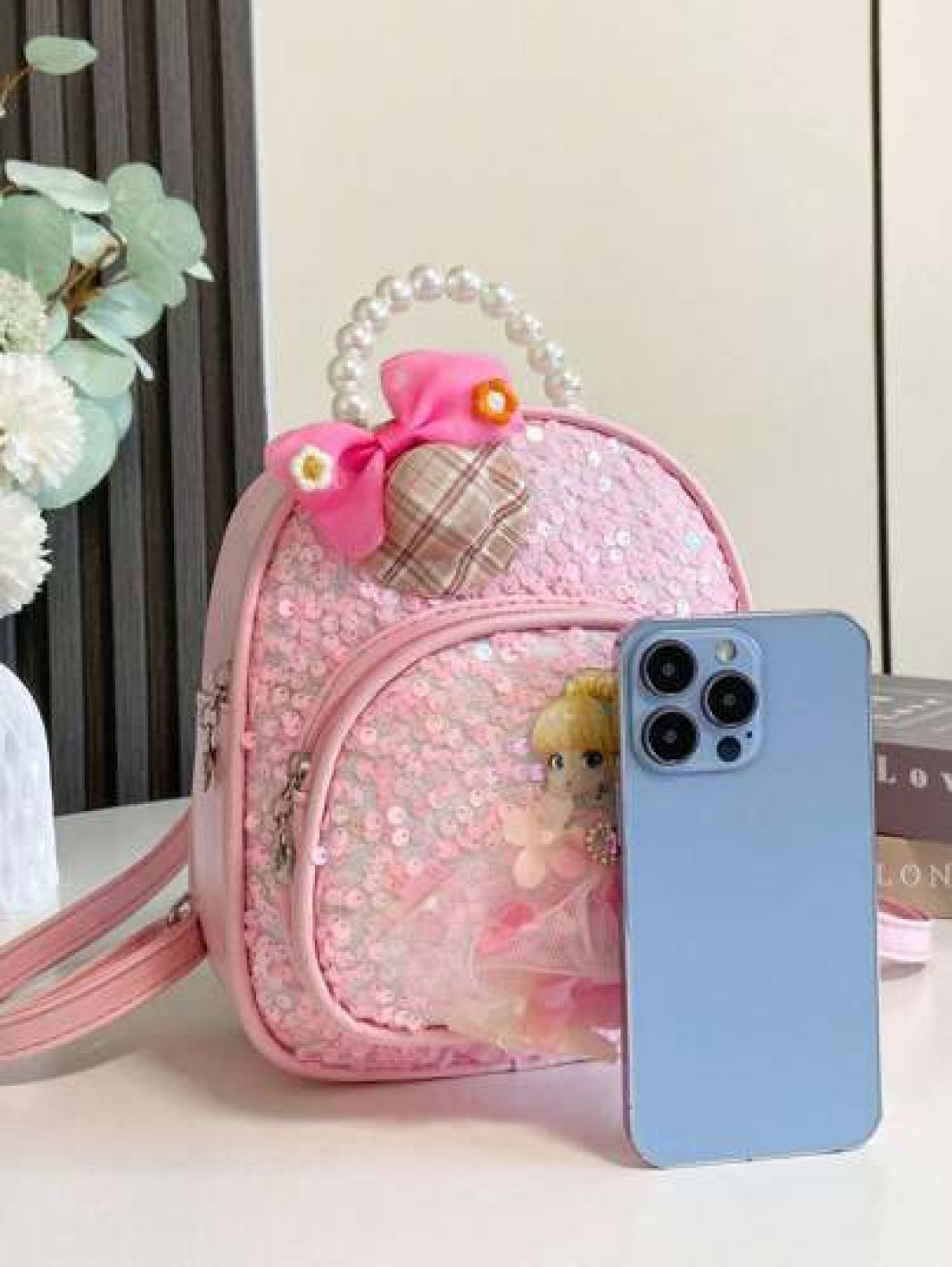 low tea 1pc Shiny Sequin Fabric Backpack Fashionable Shellfish Sequins Cartoon Princess Design School Bag Travel Daypack Backpack Backpack School Backpack Rucksack School Bag Bookbag Bag Dinosaur Bag