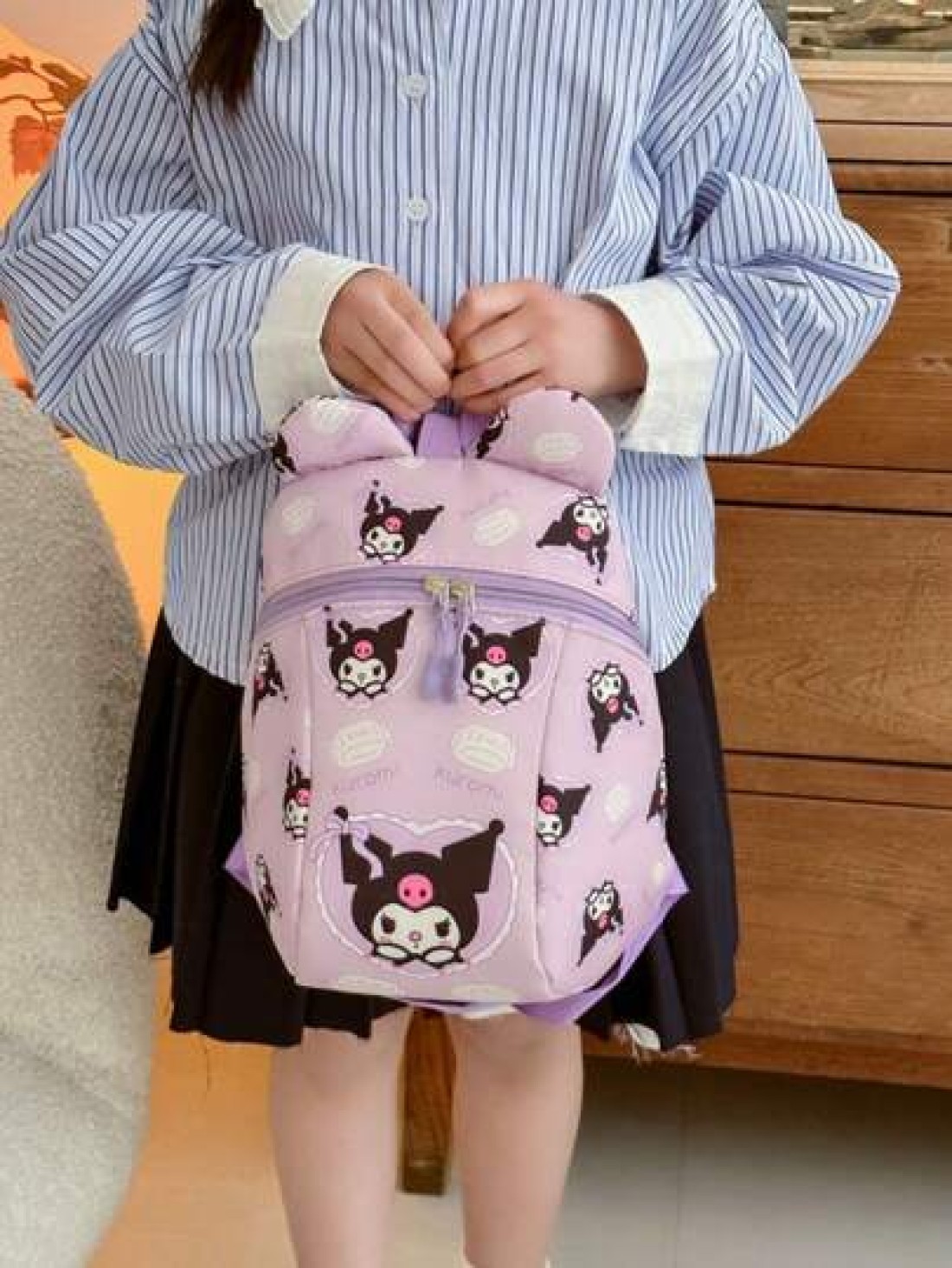 Sanrio KT Cat Nylon Kids Backpack Cute Mini Girls Bag Lightweight Cartoon Pattern Pouch Zipper Closure Kitty Dog Little Girl Schoolbag Suitable Gift Bag For Friends Gathering Travel Bag For Outing