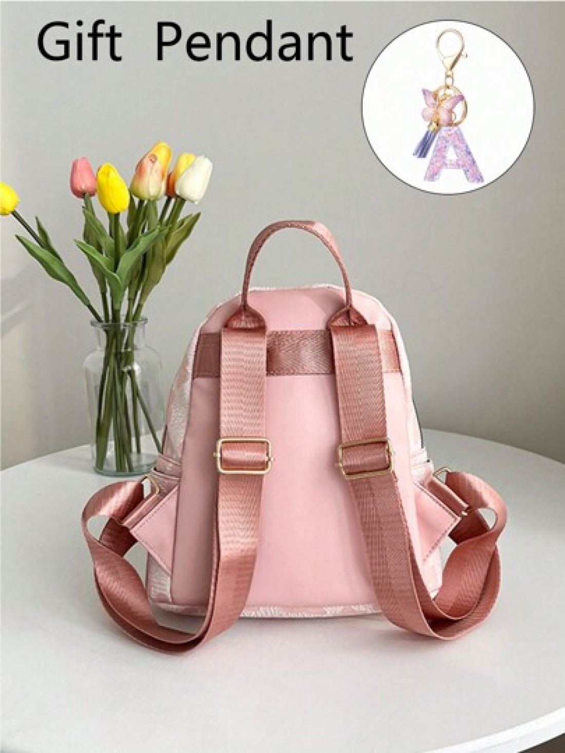 1 Set Graphic Print Casual Backpack With Large Capacity Purple Letter Pendant For Older Kids Simple Design