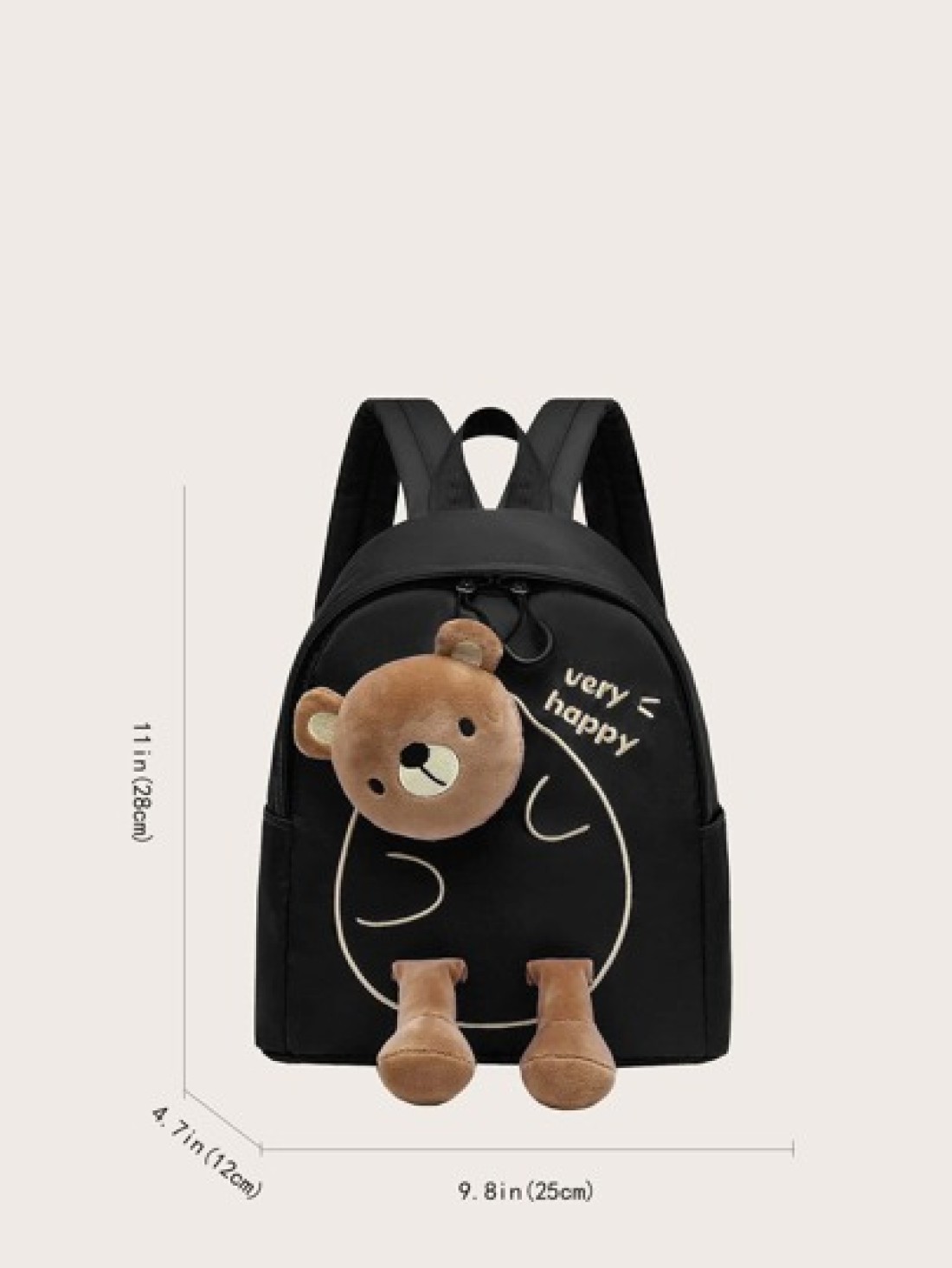 One Piece Cartoon Bear Nylon Zipper Closure Cute Lightweight Backpack For Boys And Girls Suitable For Daily Use In Kindergarten