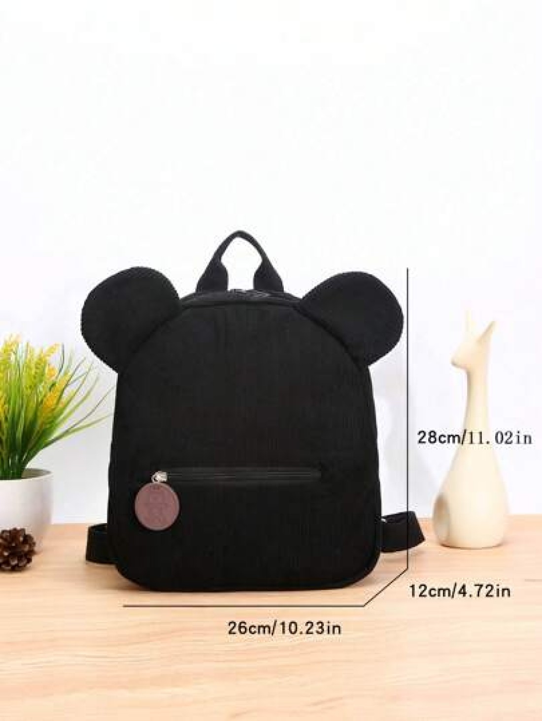 One Girls Cute Cartoon Bear Zippered Backpack Suitable For Daily Use