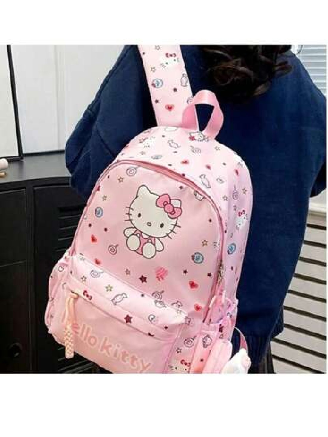 Sanrio Sanrio Backpack Kawaii Stylish School Bag Girl s Colorblock Rucksack Large Capacity Foldable Outdoors Daypack