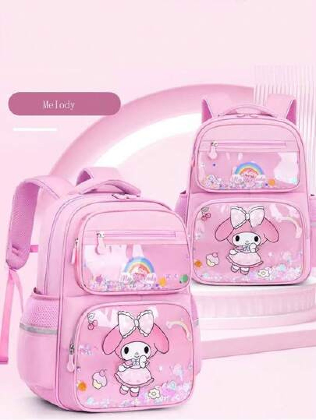 Sanrio Sanrio Hello Kitty Kuromi Kids Backpack Cartoon Cute Girl Double Shoulder Bag Ergonomic Backpack School Style Suitable For Back To School Season Reflective Night Bag