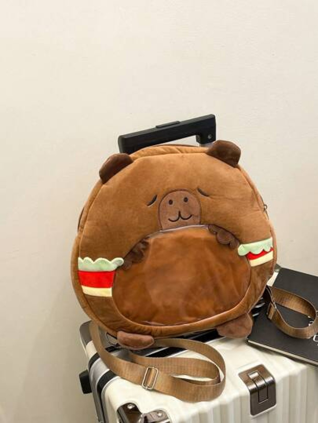 1pc Soft Plush Adorable Capybara Backpack Big Children Casual Plush Backpack School Bag Variable Crossbody Bag Adjustable Strap And Zippered For Travel Shoping Parties Holidays Supermarket Festive Eve