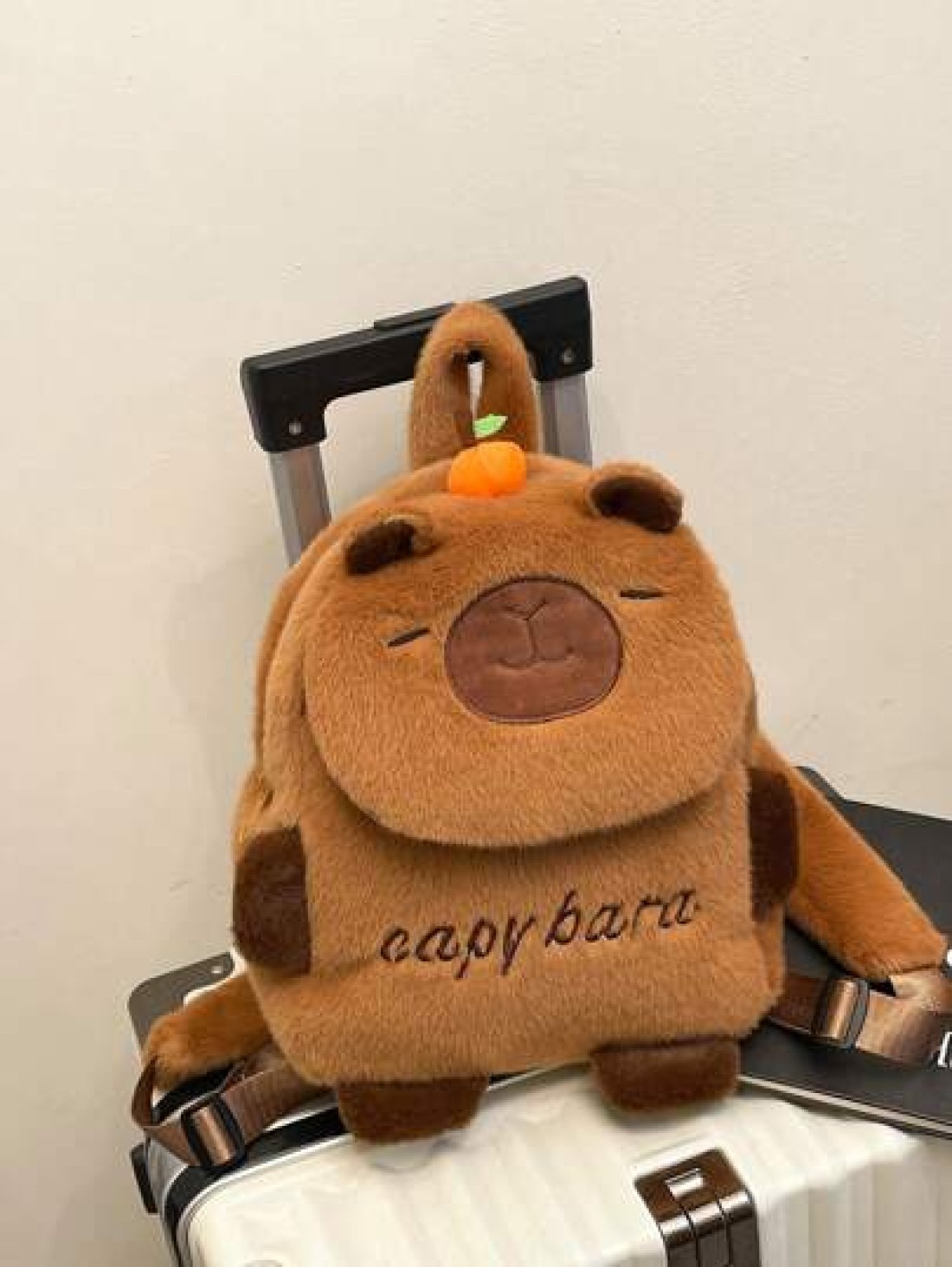 1pc Soft Plush Adorable Capybara Backpack Big Children Casual Plush Backpack Flip Backpack Adjustable Strap And Zippered For Travel Shoping Parties Holidays Supermarket Festive Events School Occasions