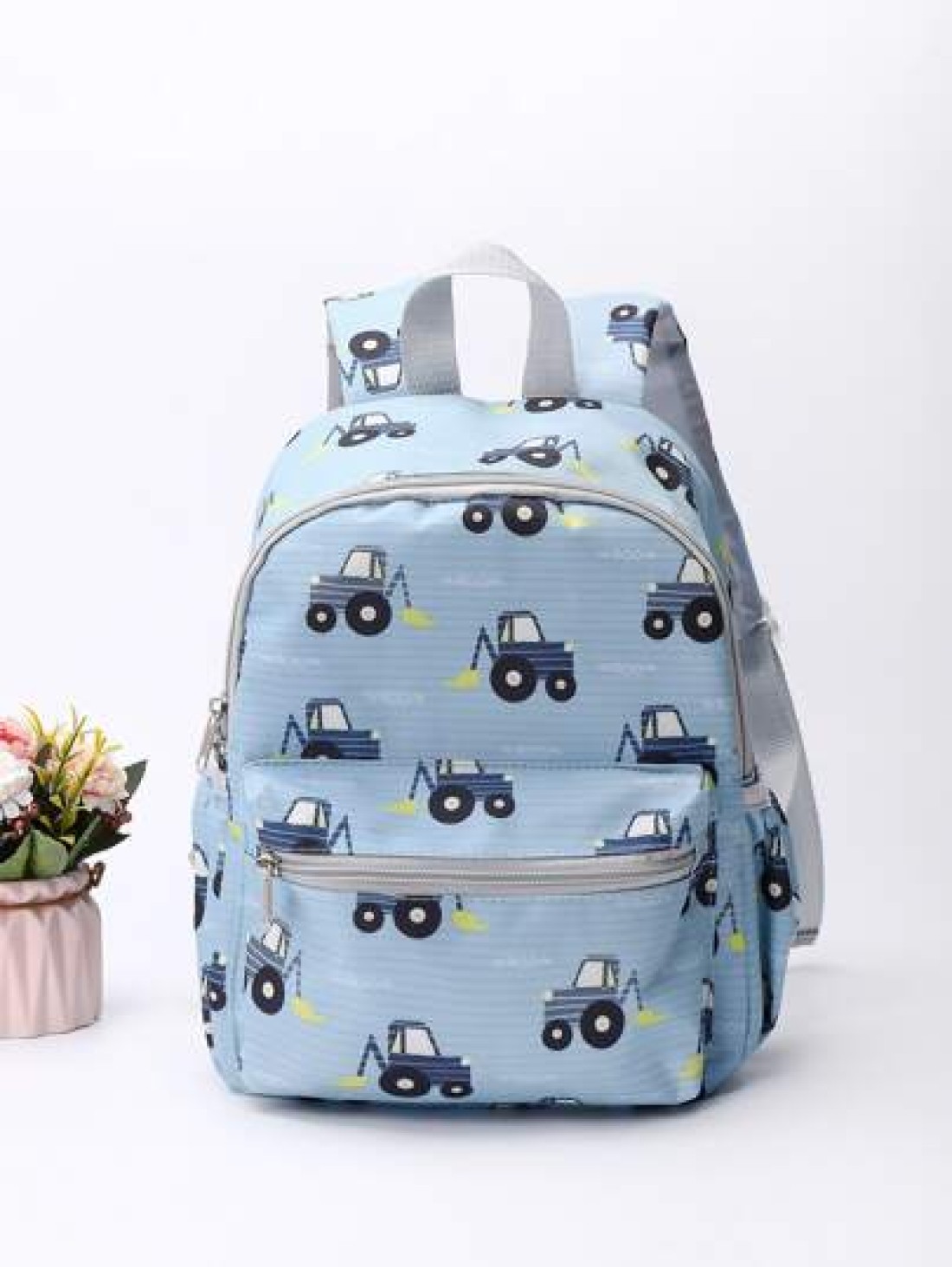 Kids Cartoon Car Pattern Classic Backpack Cute Adjustable Strap Book Bag