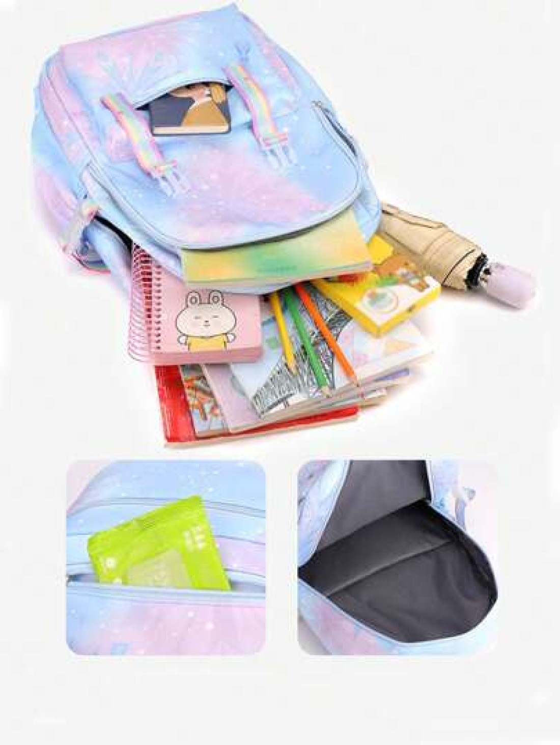 Cute Rabbit Print Lightweight Backpack With Adjustable Straps Multiple Pockets Organizer Compartments Fashionable School Bag For Rewards And Incentives Campus Backpack