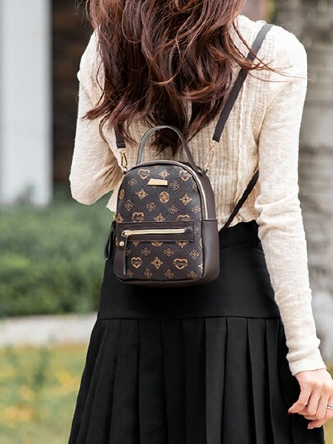 A Mini Printed Hardware Embellished Backpack A Mini Retro Small School Bag Very Suitable For Travel Shopping School Bag Bag Backpack Mini Backpack Bag School School Backpack Bag School Bag