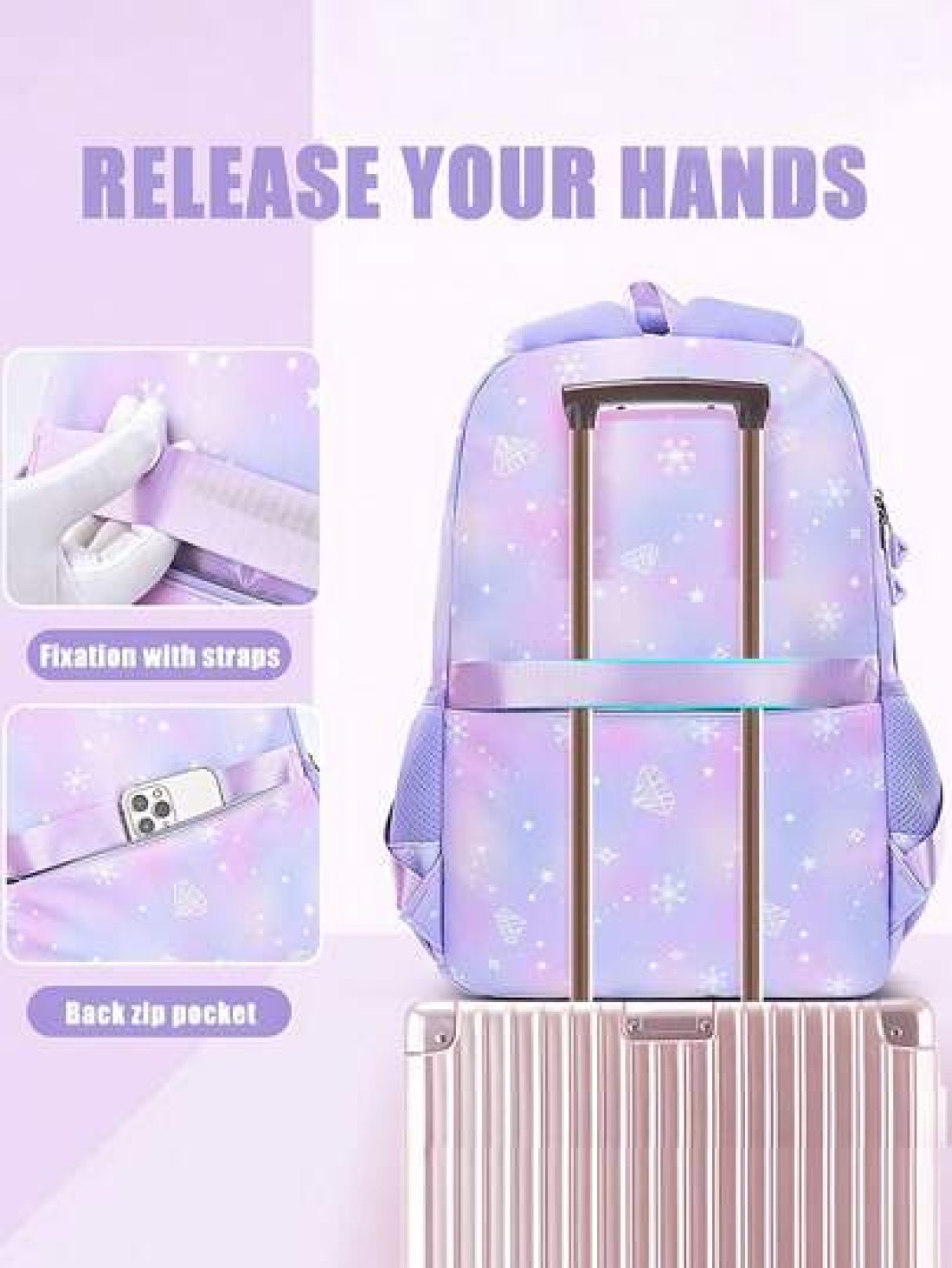 3pcs Girls Backpack Set School Bag Student Bookbag Outdoor Travel Bag Pencil Case Lunch Bag Suitable For Teenage Girls School And Travel Random Print