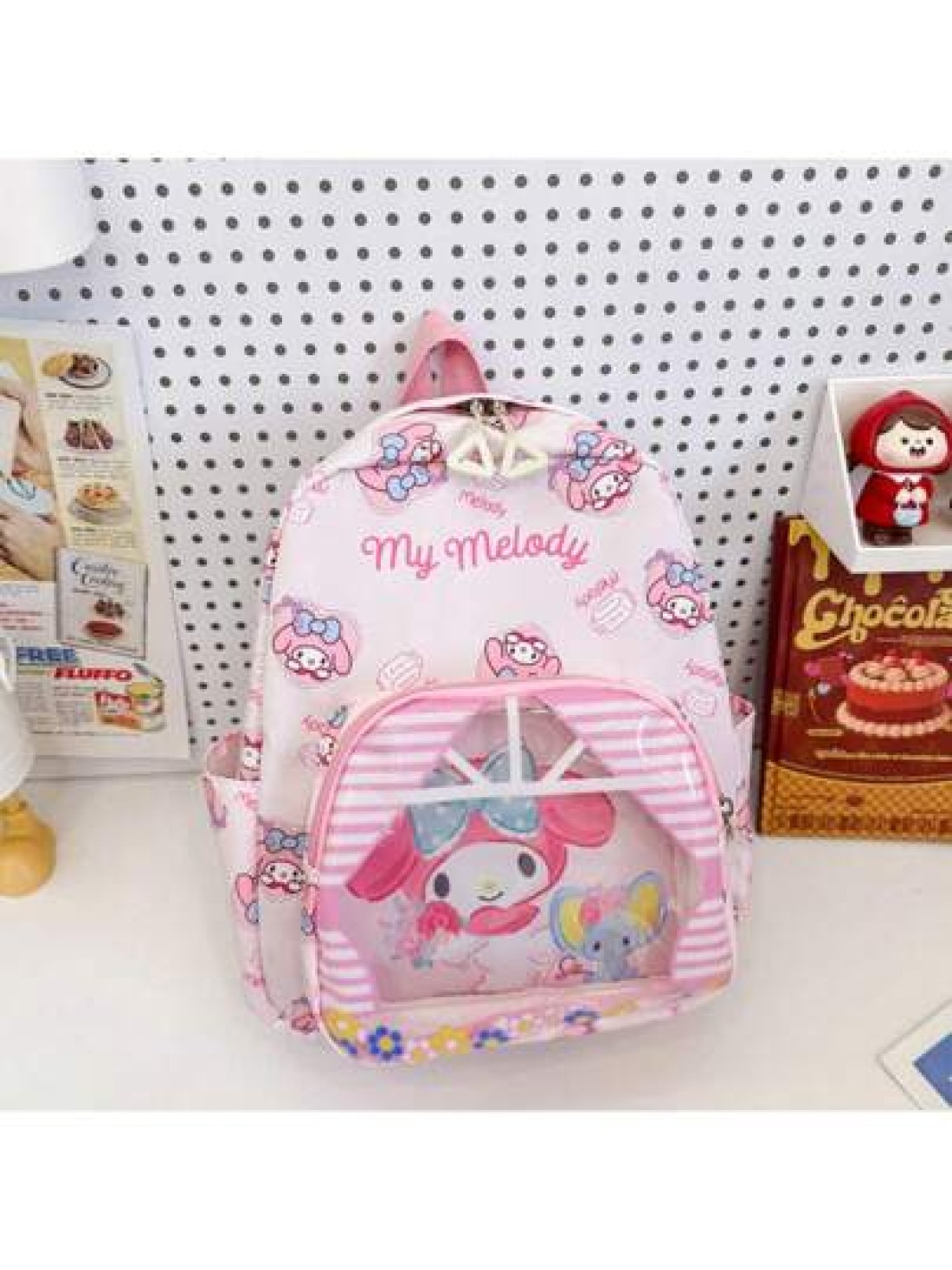 Sanrio Large Capacity Backpack Culomi Cinnamon Dog Melody Three Styles The Bag Transparent Design Easier To See The Items Better Looking