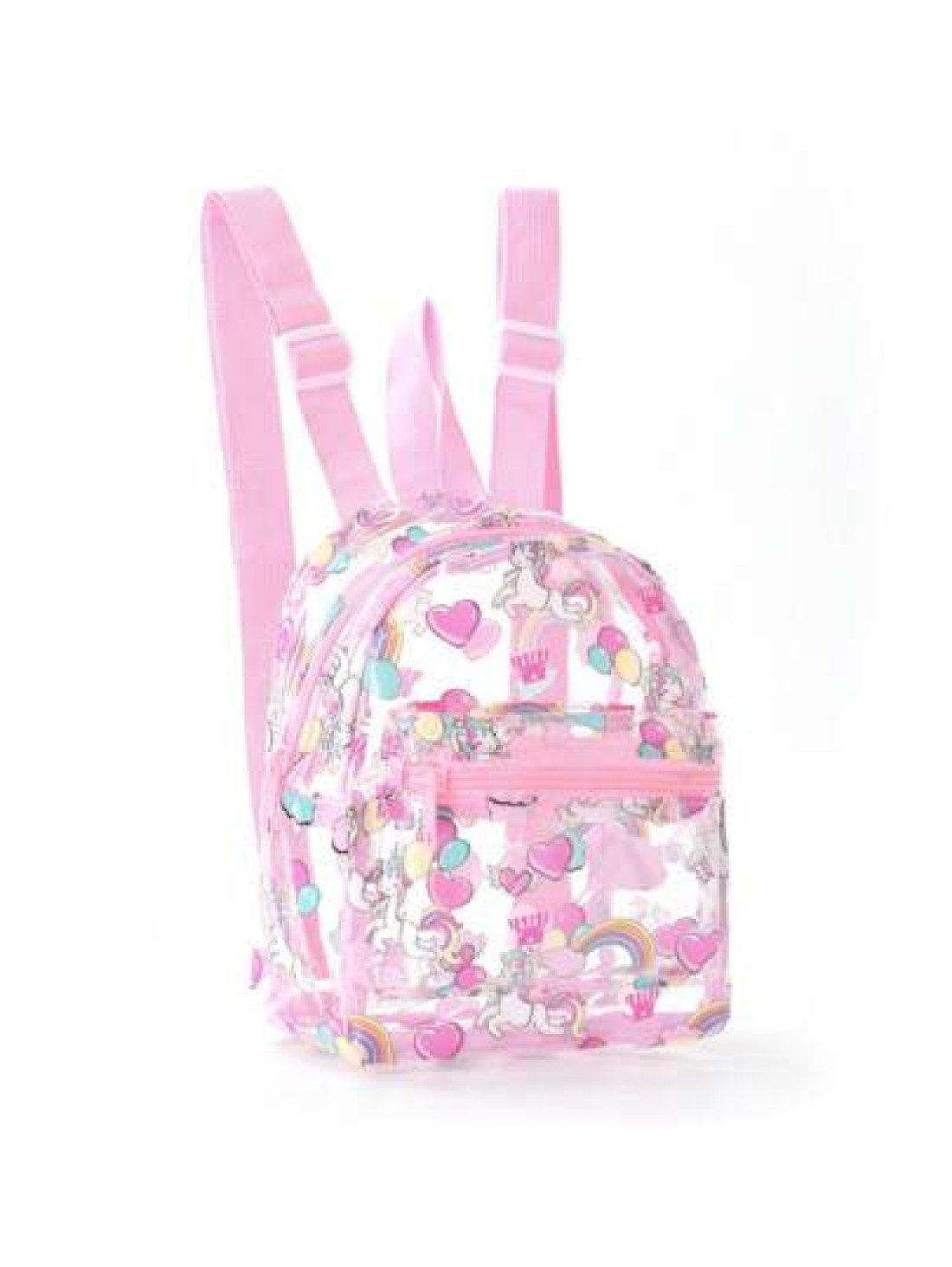 1 Pc Waterproof Pink Unicorn Cute Children s Backpack Girl s Rainbow Love Graffiti Adjustable Shoulder Strap School Bag Outing And Outing Backpack With Front Pocket Storage Suitable For Daily Commutin
