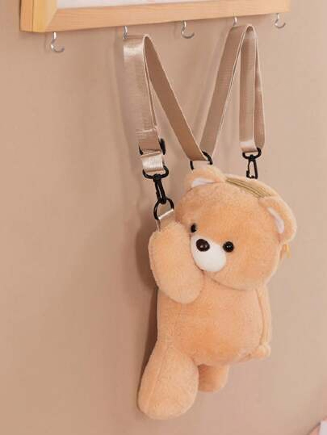 1pc Cute And Adorable Papa Bear Backpack Cartoon Animal Crossbody Coin Purse Storage Bag Fashionable Cartoon Animal Papa Bear Shape Zipper Opening And Closing Backpack Crossbody Bag Suitable For Girls