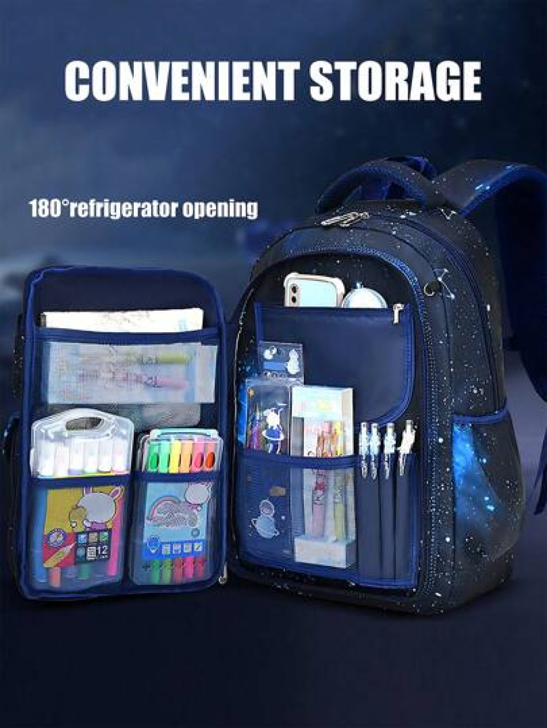 1pc School Backpack Boys Backpack Student Children Backpack Outdoor Travel Bag Starry Sky Printed Backpack Large Capacity Multi Pocket Backpack Laptop Backpack Nylon Material Suitable For Teenagers Yo