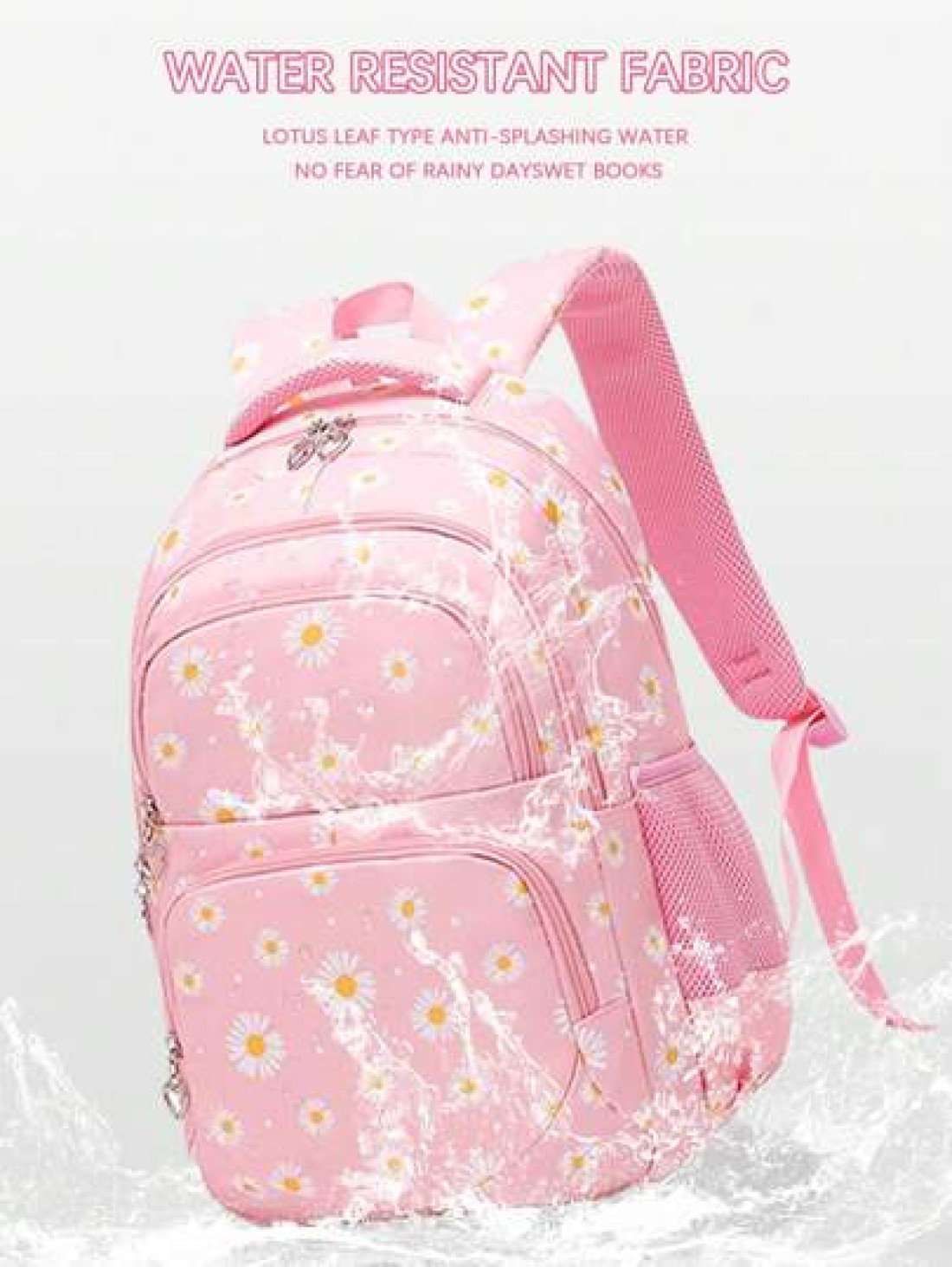 3pcs Set Backpack Set With Daisy Flower Pattern Suitable For Students School Backpack Lunch Bag Pencil Case Backpack