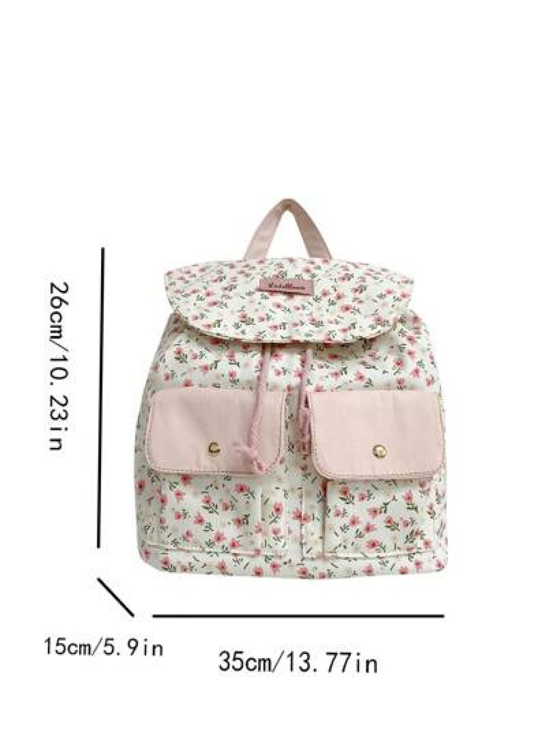 1pc Girl s Ditsy Floral Canvas Backpack Drawstring Closure Fresh Cute Casual Lightweight Bag With Large Capacity Suitable For Daily Use