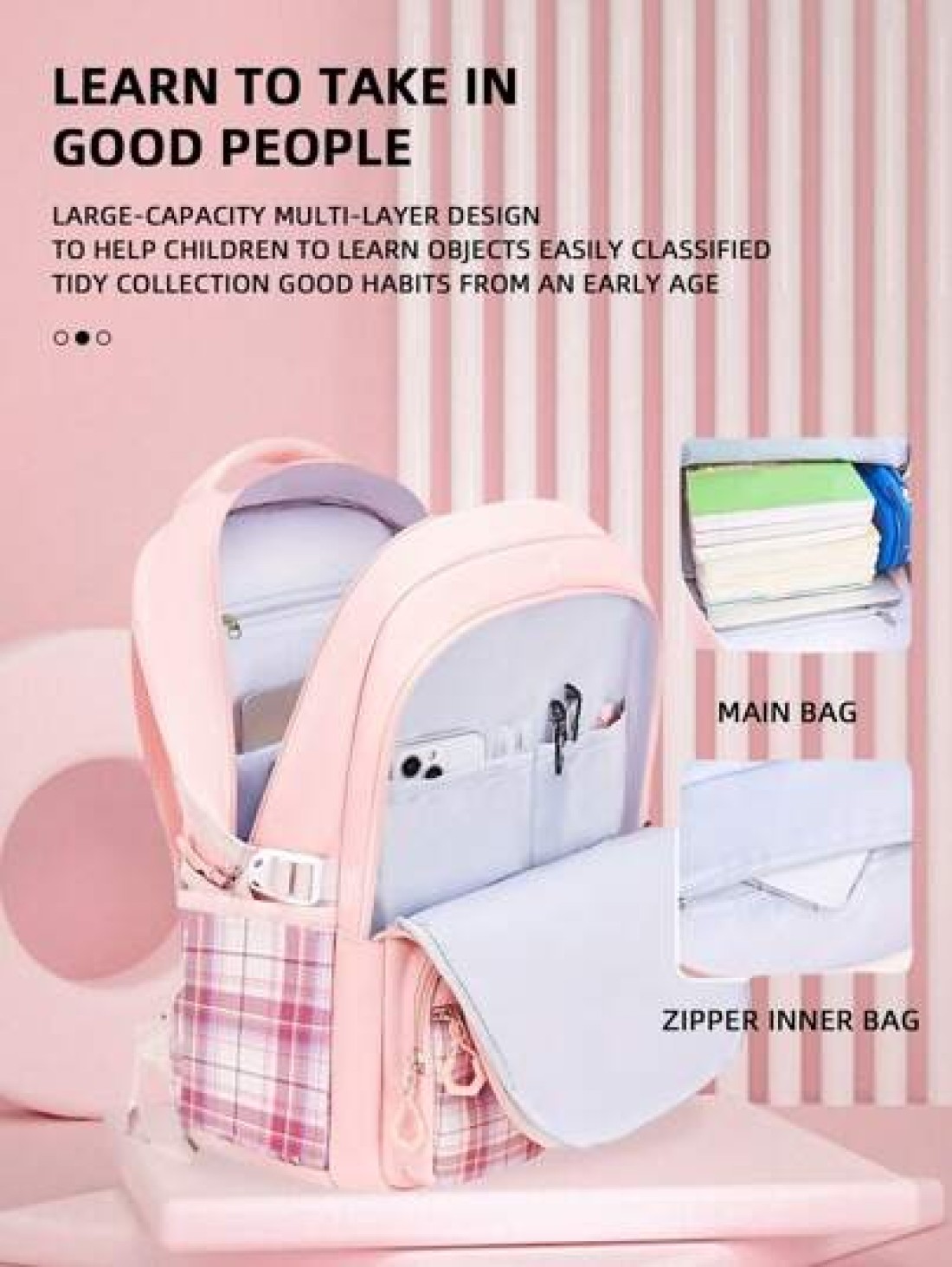 1pc Girl School Backpack Cute Children Backpack Girl Elementary Student Backpack With Compartments Back To School Gift
