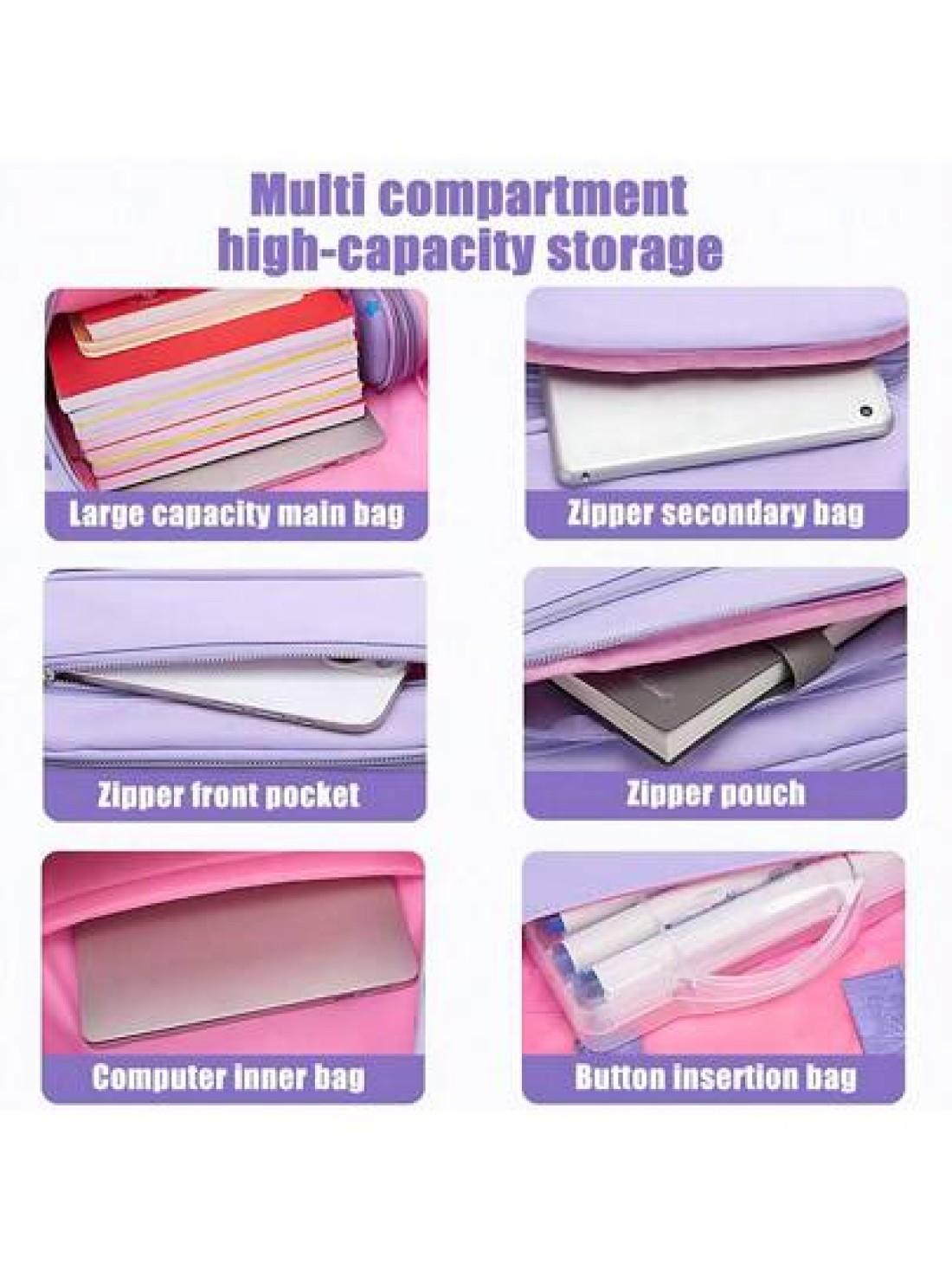 1pc Large Capacity Girls Backpack Casual Fashion Backpack 15 6 Inch Laptop Backpack School Bag With Luggage Strap Outdoor Traveling Bag Suitable For Teenage Girls School And Travel