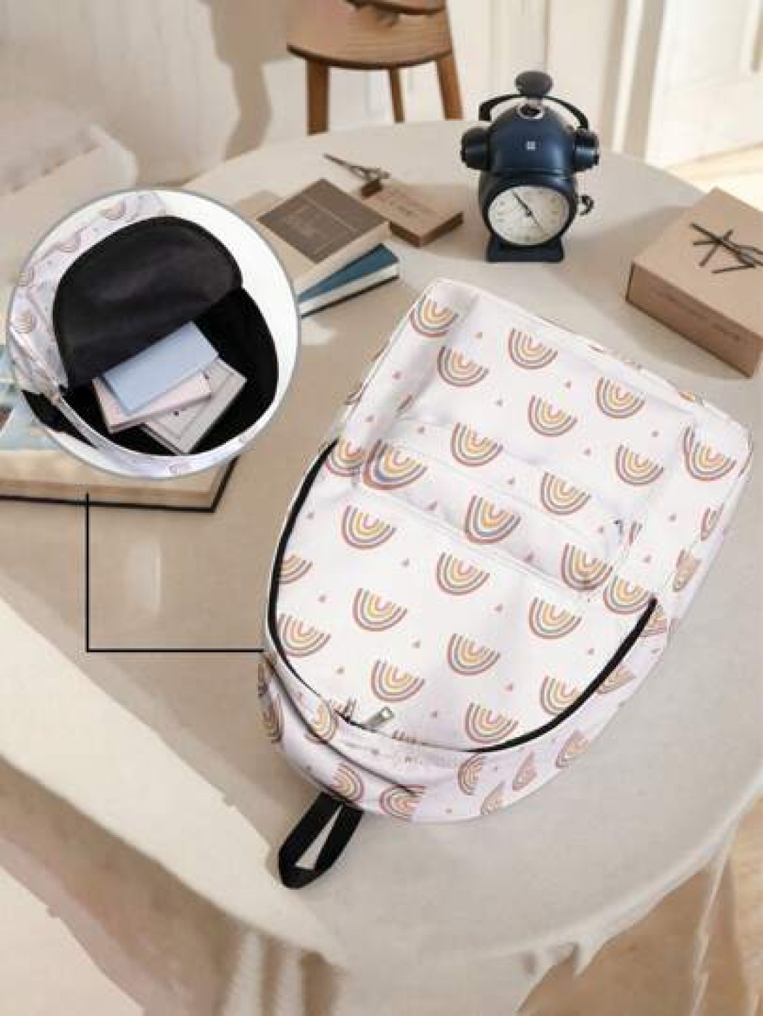 1pc Backpack With Colorful Paw Print Pattern Zipper Closure Pockets Backpack Suitable For Boys And Girls Daily Use For School And Outings