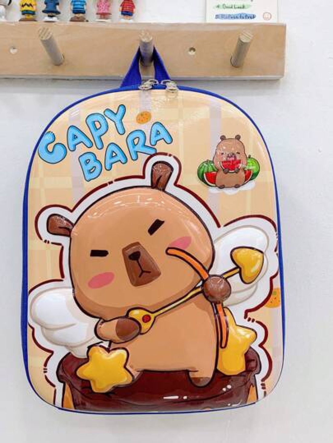 1 Pc New Boys And Girls Cartoon Capybara Print Pvc Nylon Backpack Adjustable Straps Zipper Closure Cute Casual Bag For School Outdoor Activities Travel And Friends Gift