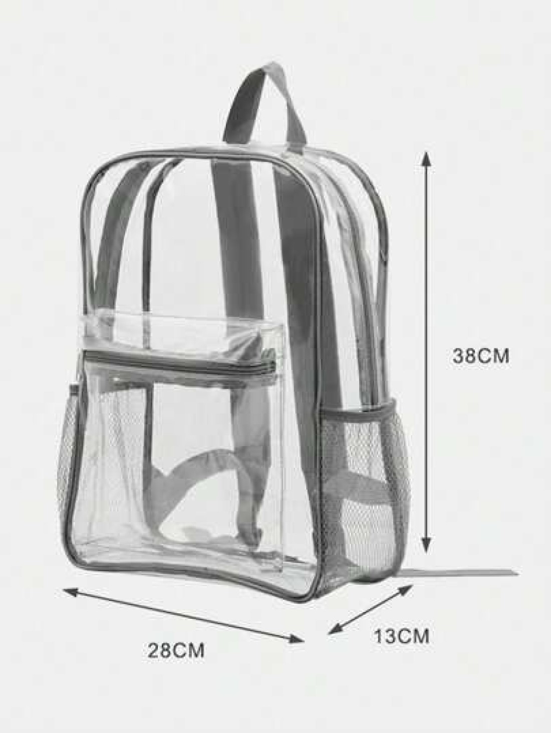 1pc Transparent Zipper Closure Backpack For School Use Fits Ages 9 13 Years