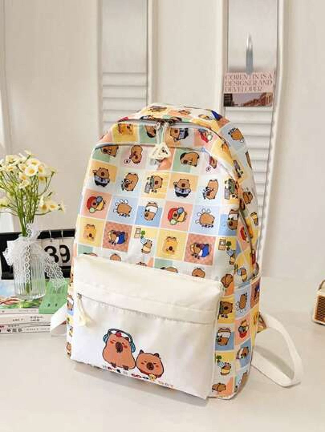 New Large Capacity Campus Style Double Backpack For Girl Capibara Dolphin Student Backpack Suitable For Junior High School Senior High School And University Students Bag