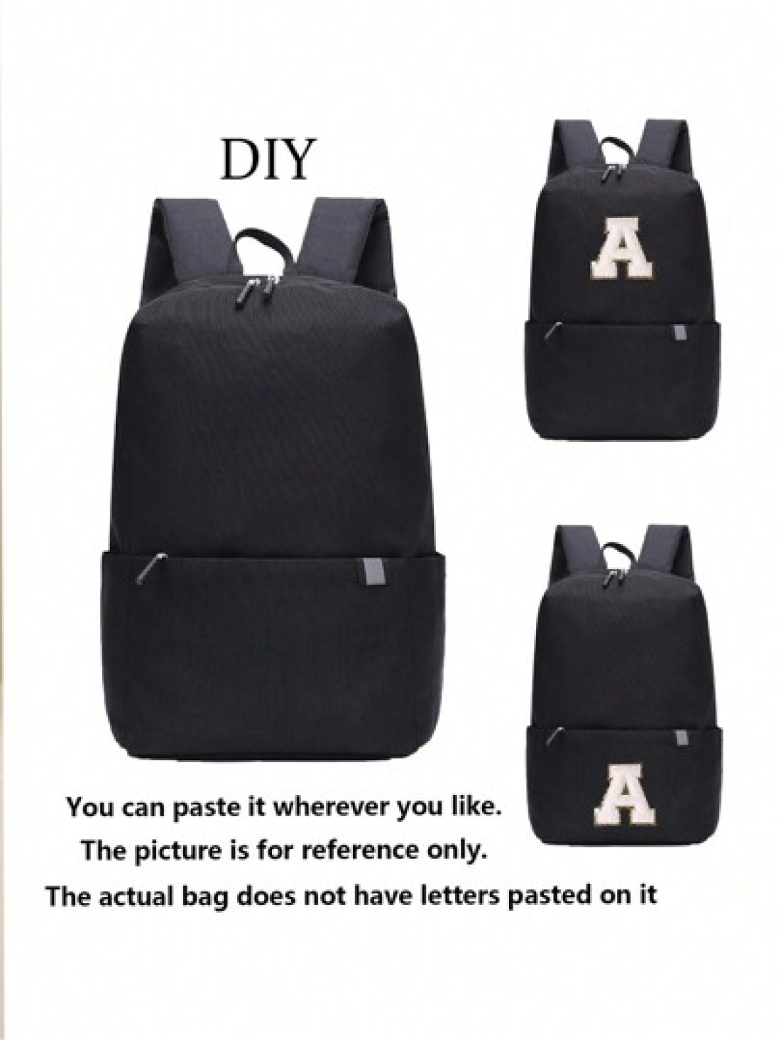 1pc Back To School Backpack Fashionable And Casual Large Capacity A Simple Solid Color Capacity Backpack For All Seasons DIY 26 Letter Flower Backpacks With Nylon Zipper Closure Suitable Daily Travel
