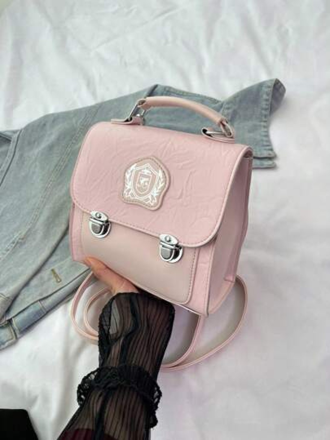 1pc Backpack Pu Flip Top Opening And Closing Fashionable Girl S Backpack 2025 Summer New Simple Versatile Backpack Korean Style Hand Held Backpack Smooth And Comfortable Shoulder Strap With Sufficient