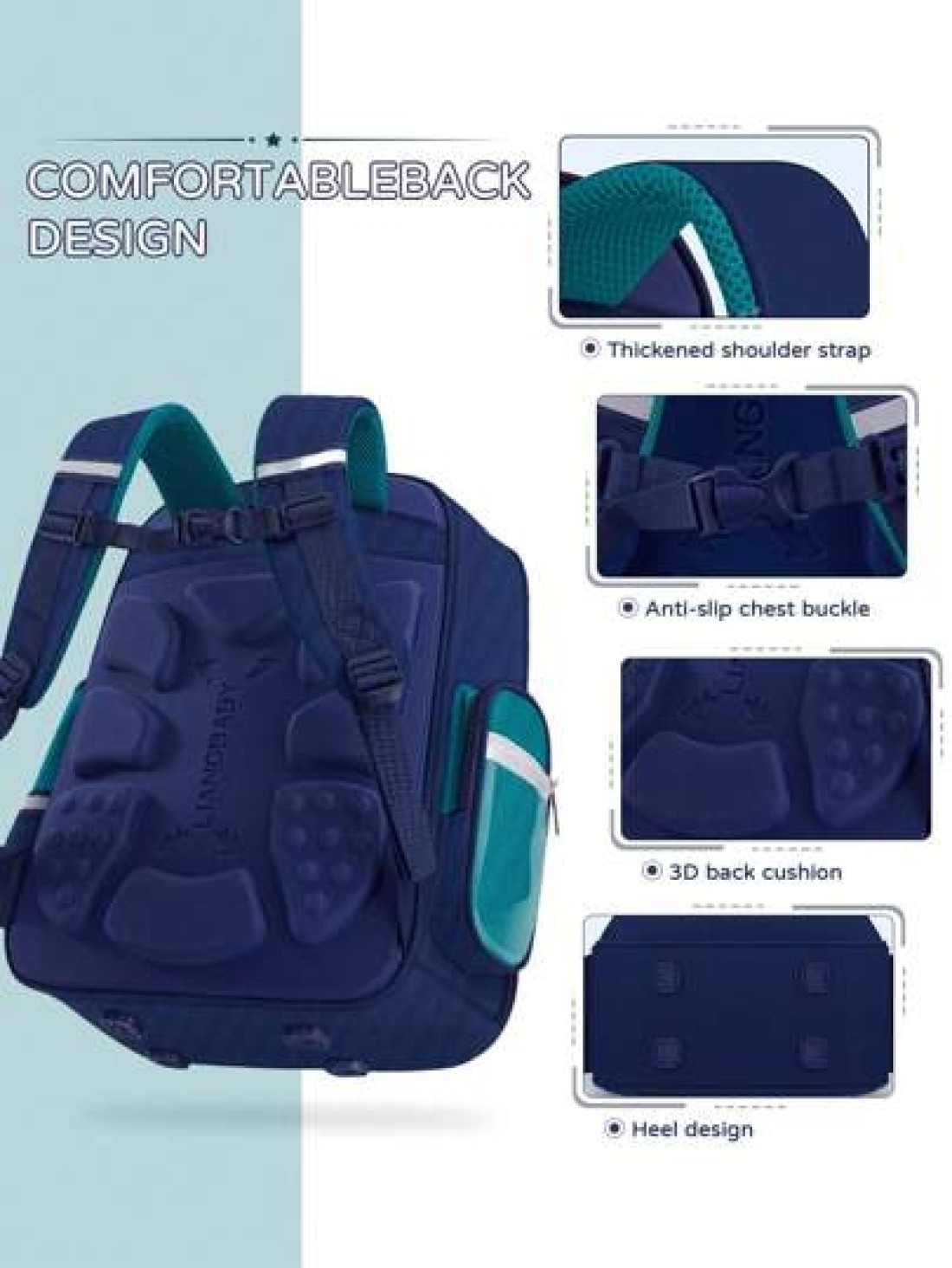 1pc Oxford Cloth School Backpack Lightweight Durable Reflective Strips Multi Compartment Extra Large Capacity Zipper Closure Suitable For Students Work Daily Commute