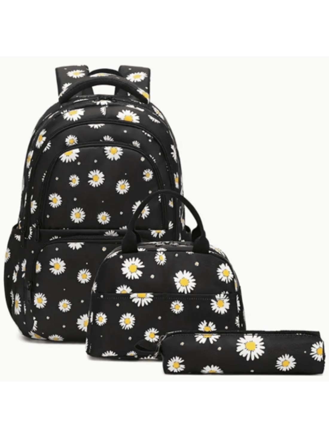 3pcs Girl Chrysanthemum Patterned Children Backpack Set School Bag Lunch Box Pencil Case