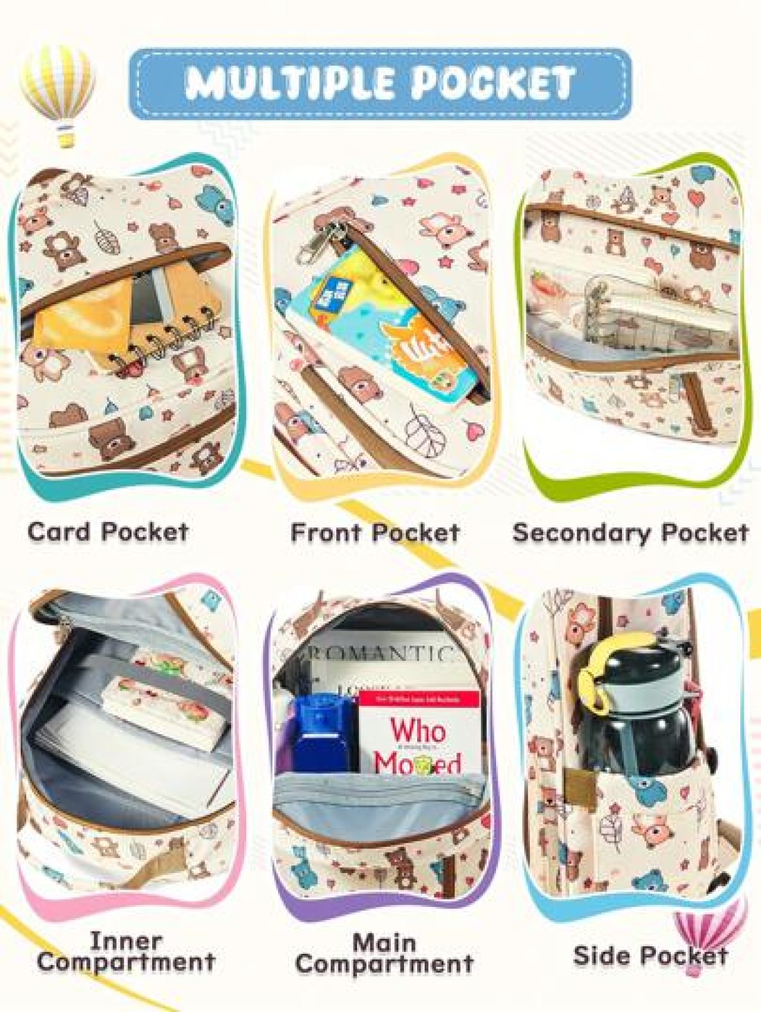 15 11 5inch Large Kawaii Kids Backpacks Elementary School Backpacks With Mulit Pockets And Compartments Kindergarten Backpacks Cute Animal Print Backpack With Padded Shoulder Straps Travel Backpacks W