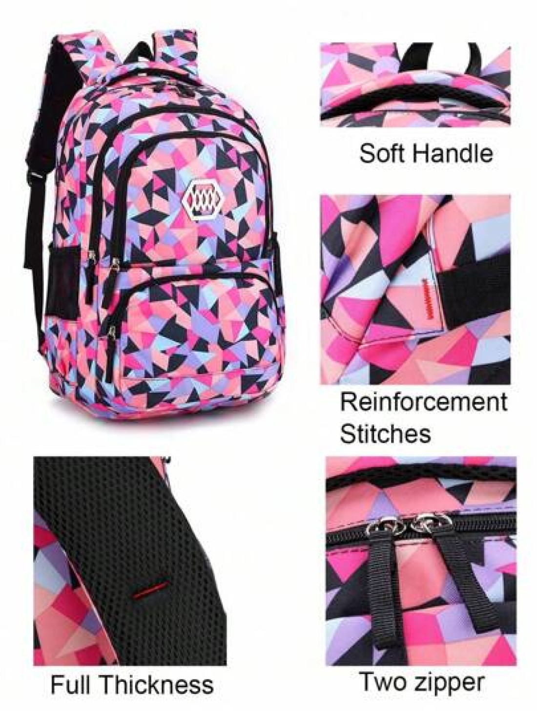 3 Piece Geometric Print Backpack Set Student Bookbag For 15 6 Inch Laptop High Capacity Lightweight Travel Bag Back To School Gift