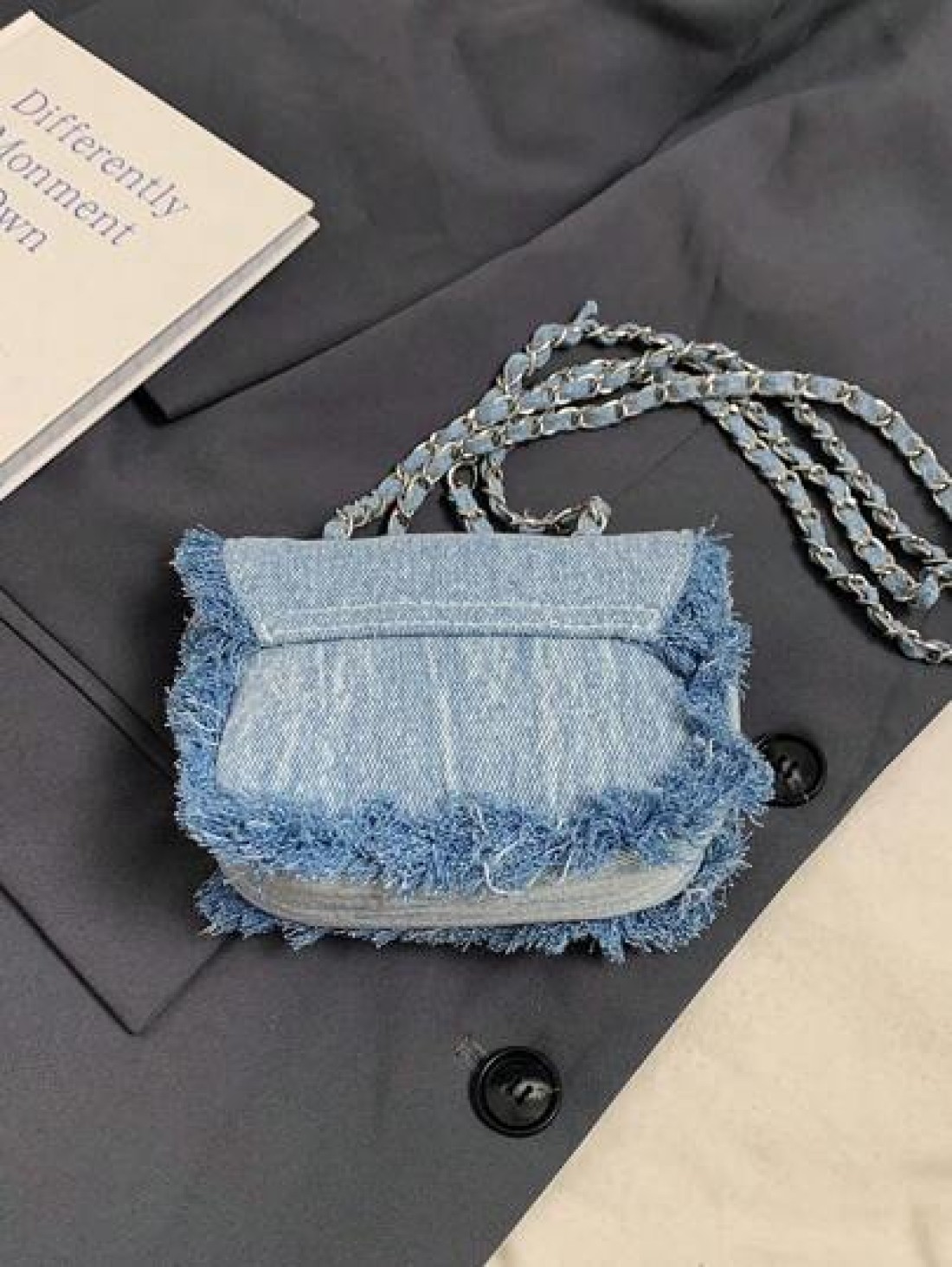 Frayed Chain Strap Shoulder Crossbody Mini Square Bag For Girls Retro Style