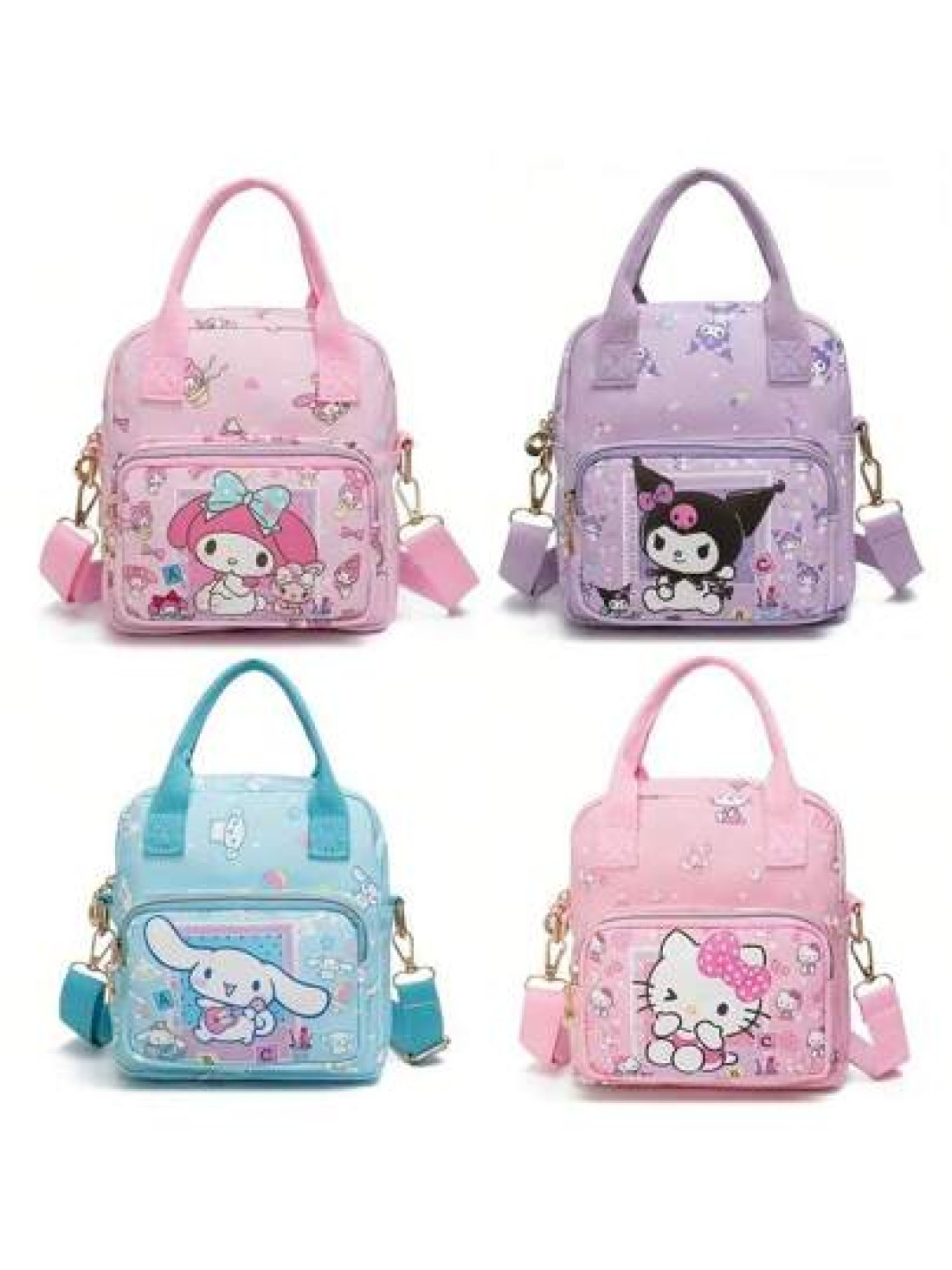 Sanrio حقيبة كبيرة السعة مع رسوم كرتونية جميلة لساريو ومنها هيلو كيتي ، متعددة الاستخدامات للخارج، تحمل باليد أو