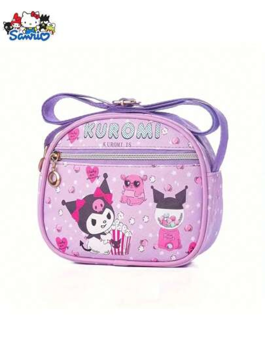 Sanrio 1pc Sanleo Hello Kitty Kuromi Melody Yugui Dog New Children s Crossbody Bag Fashion Cute Oval Girls Shopping Shoulder Bag Leather Waterproof Crossbody Bag Small Bag