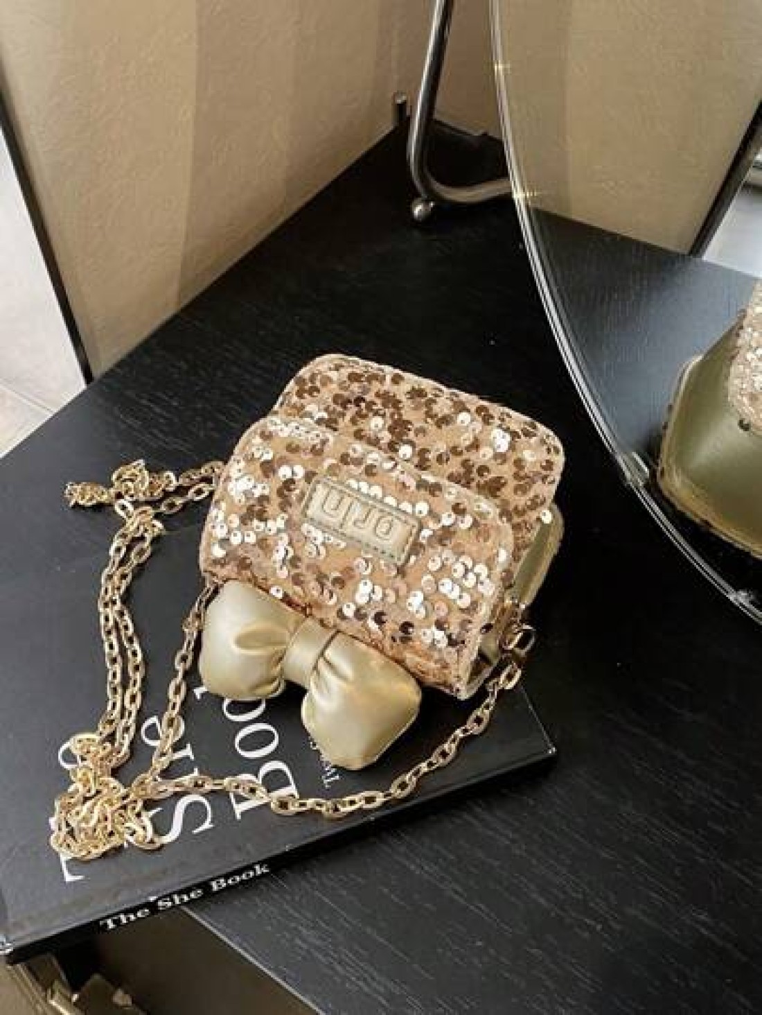 Cute Bowknot Glittering Chain Crossbody Bag Mini Shoulder Bag Casual Outing New Summer