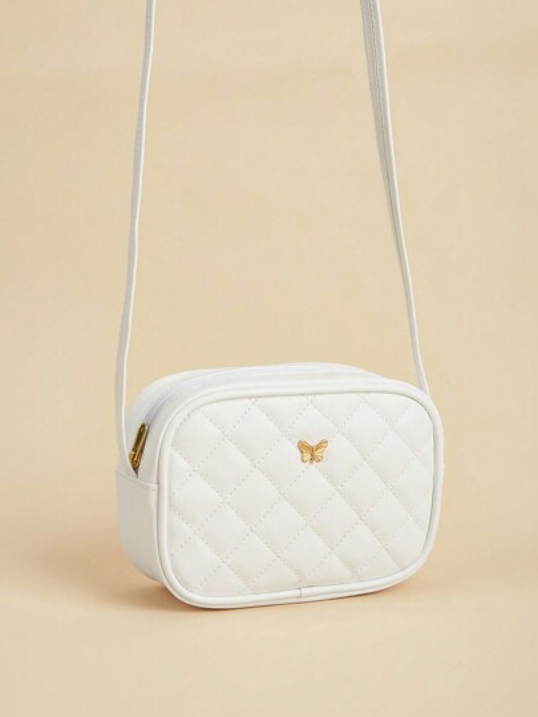 1pc Girls Metal Bowknot Diamond Grid Stitching Simple Versatile Lightweight Shoulder Crossbody Bag