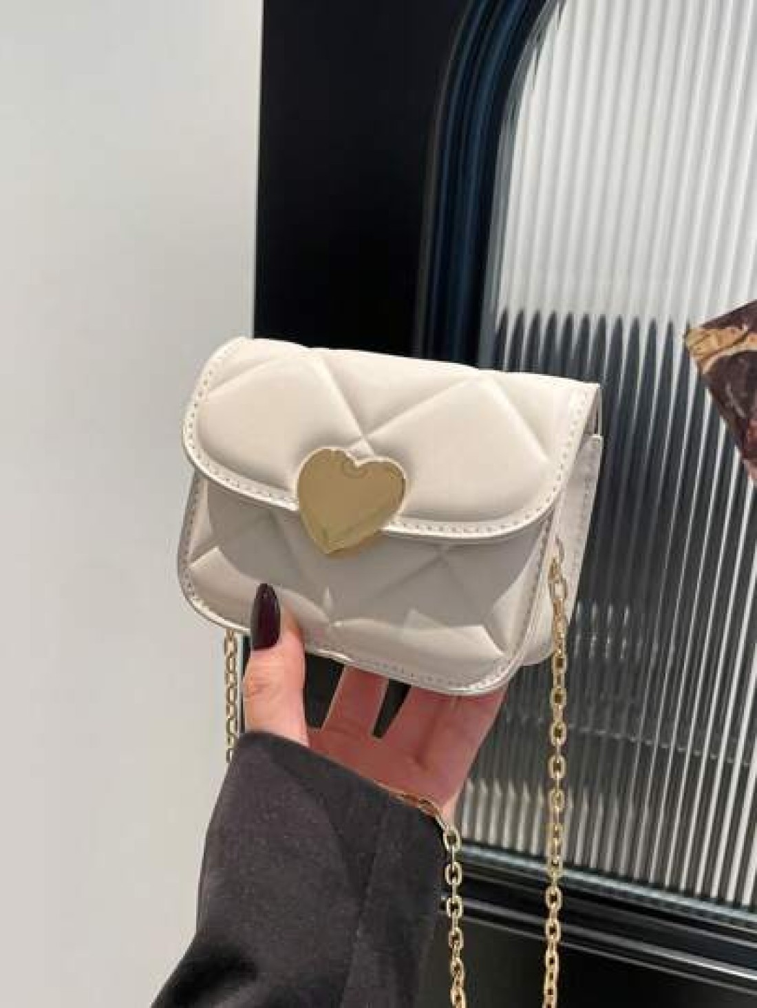 1pc Pu Magnetic Buckle Fashionable And Simple Love Lock Candy Color Diamond Pattern Shoulder Messenger Bag Mini Bag Niche Design Play Comfortable Chain Shoulder Strap Smooth And Versatile Not Picky Su