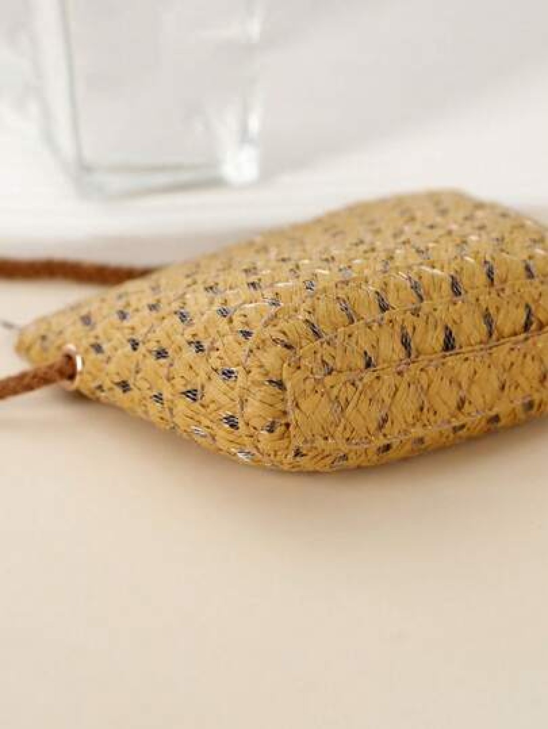 1pc Mini Lightweight Cute Woven Straw Crossbody Bag For Kids Suitable For Outdoor Beach Travel