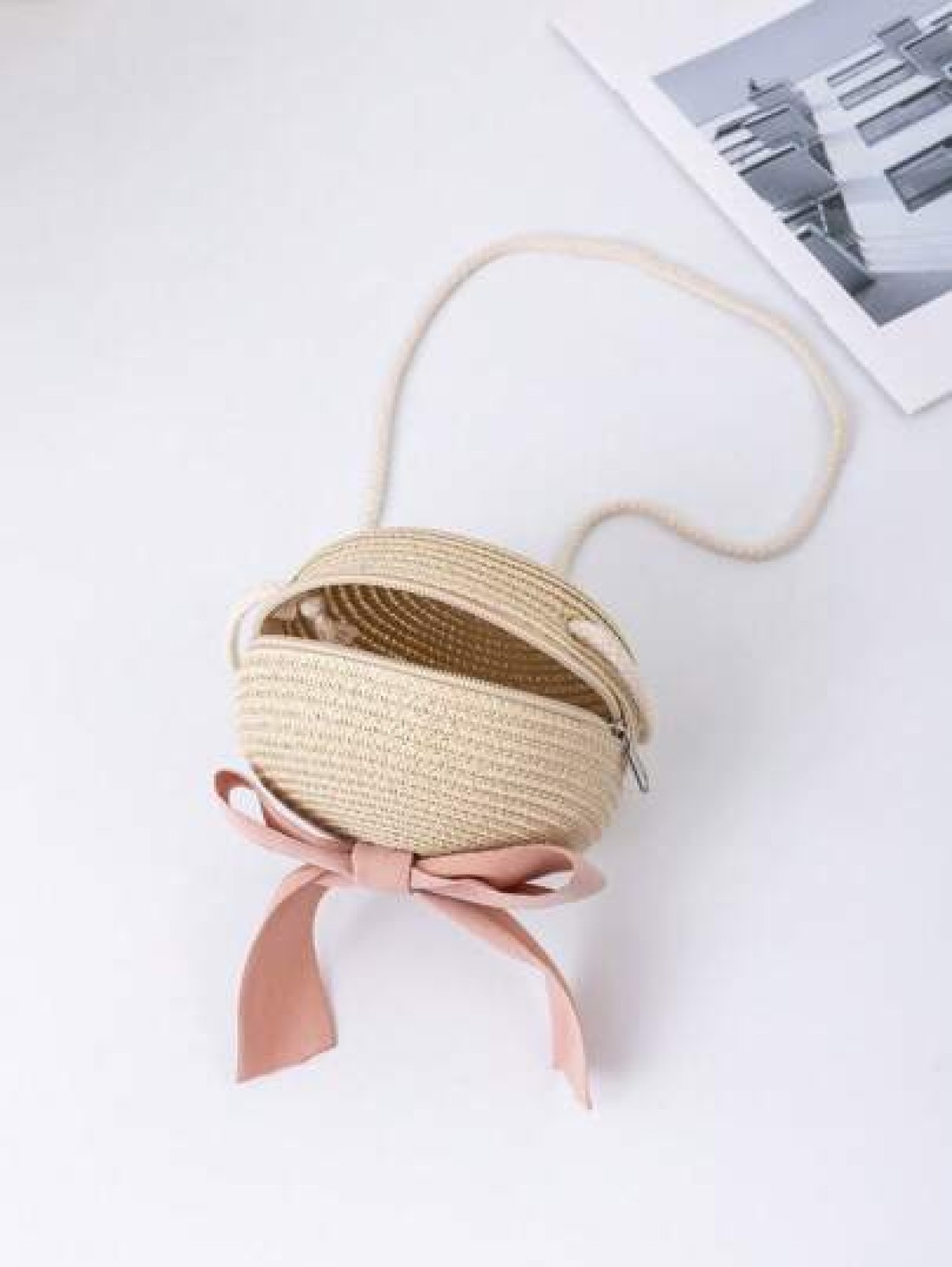 Children s Woven Straw Crossbody Bag For Beach