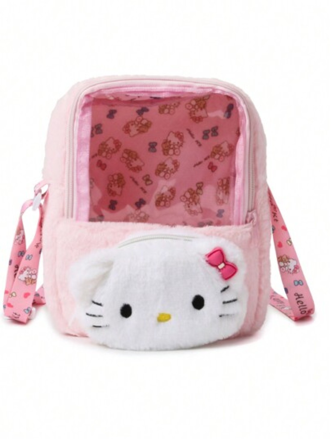 Sanrio Sanrio Hello Kitty Plush Crossbody Bag Exquisite And Versatile Translucent Cute Girly Heart Portable Storage Bag