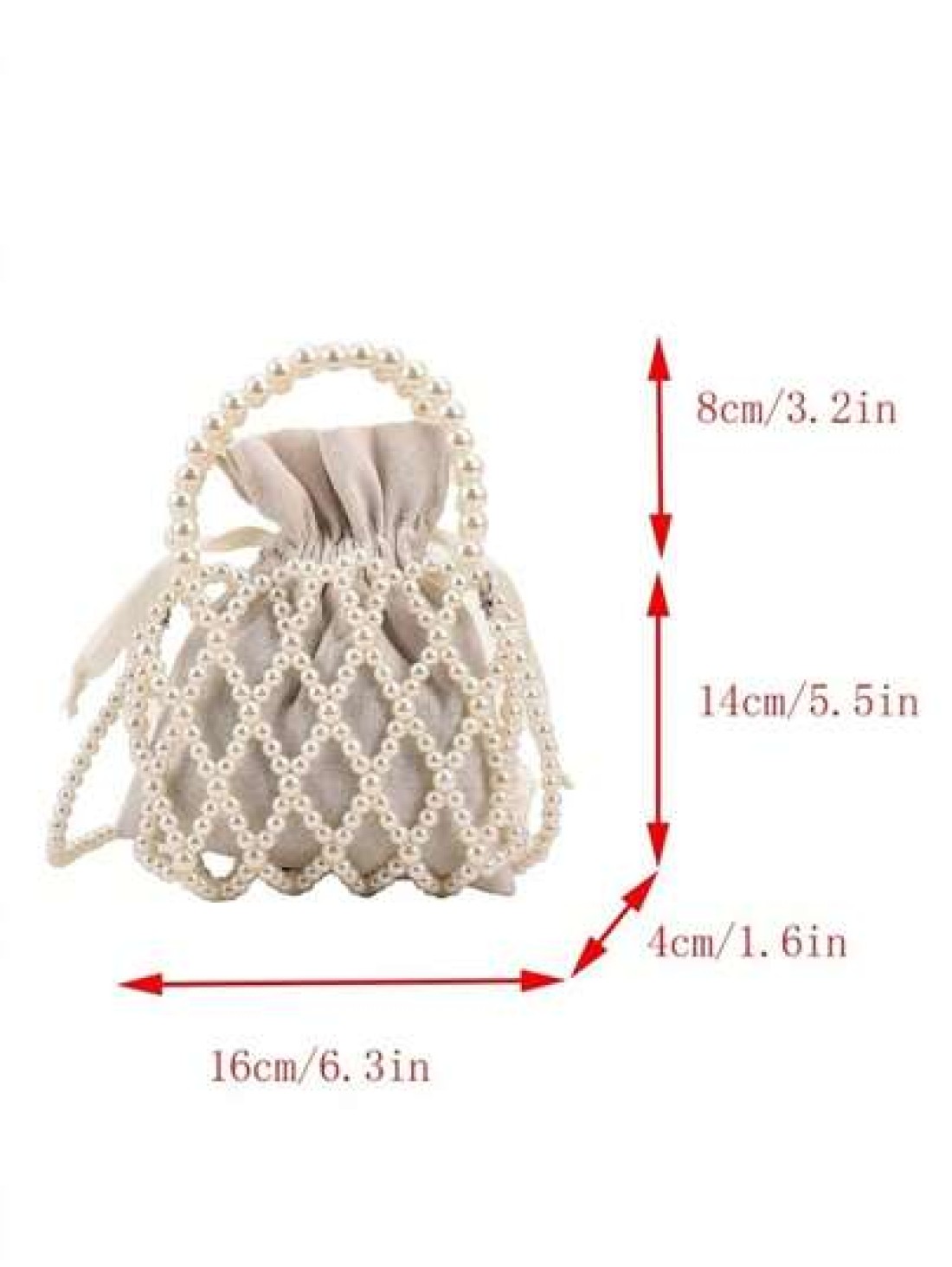 1 Piece Of Girl s Fishnet Shaped Mesh Pearl Drawst Ring Drawstring Closure Fashionable Princess Porta Ble Hollow Beaded Children s Crossbody Bag Suita Ble For Children s Dressing Or Daily Use In Sprin