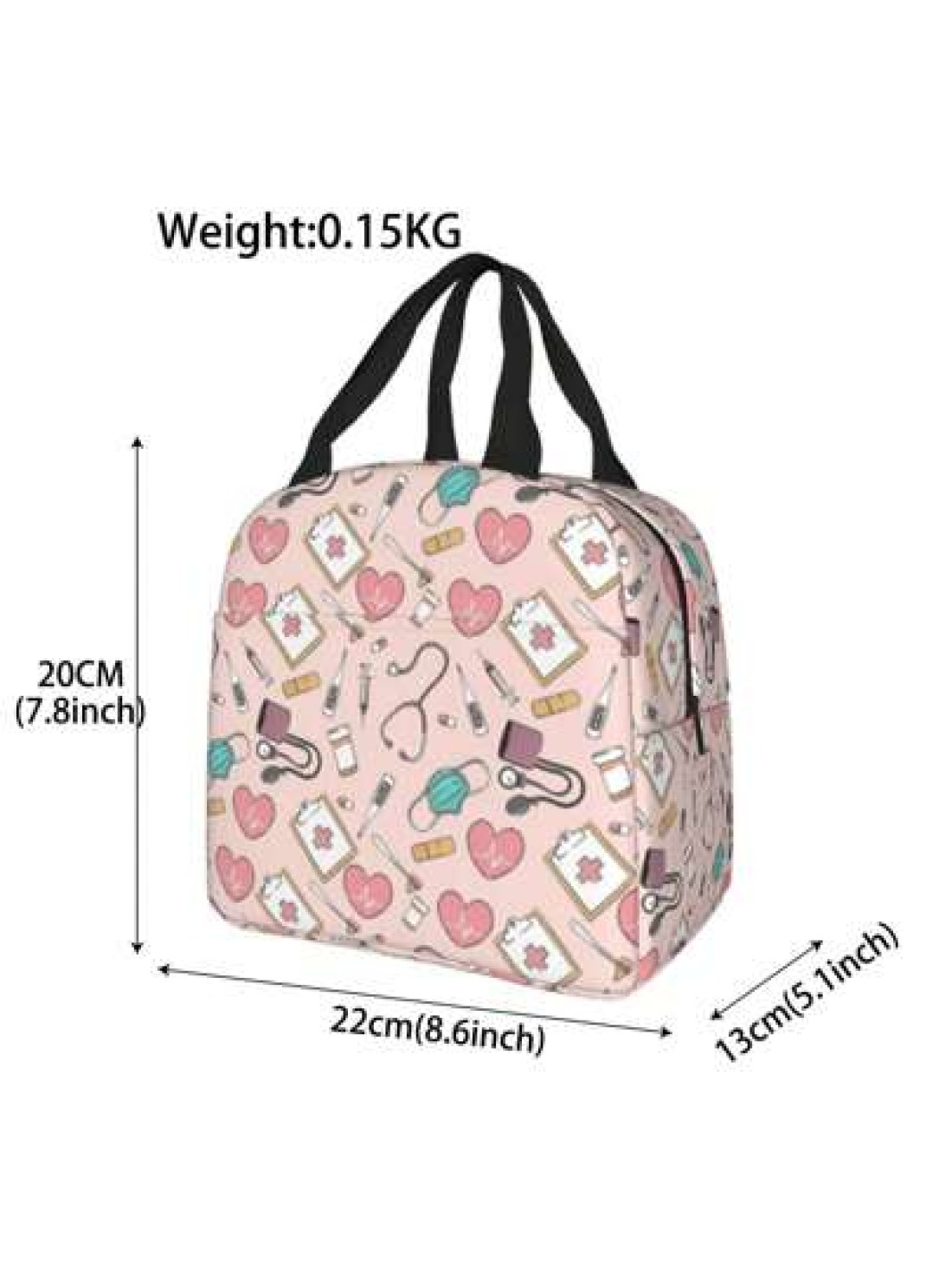 1 Piece Medical Printed Lunch Bag For Work Travel Picnic Unisex Non Food Contact