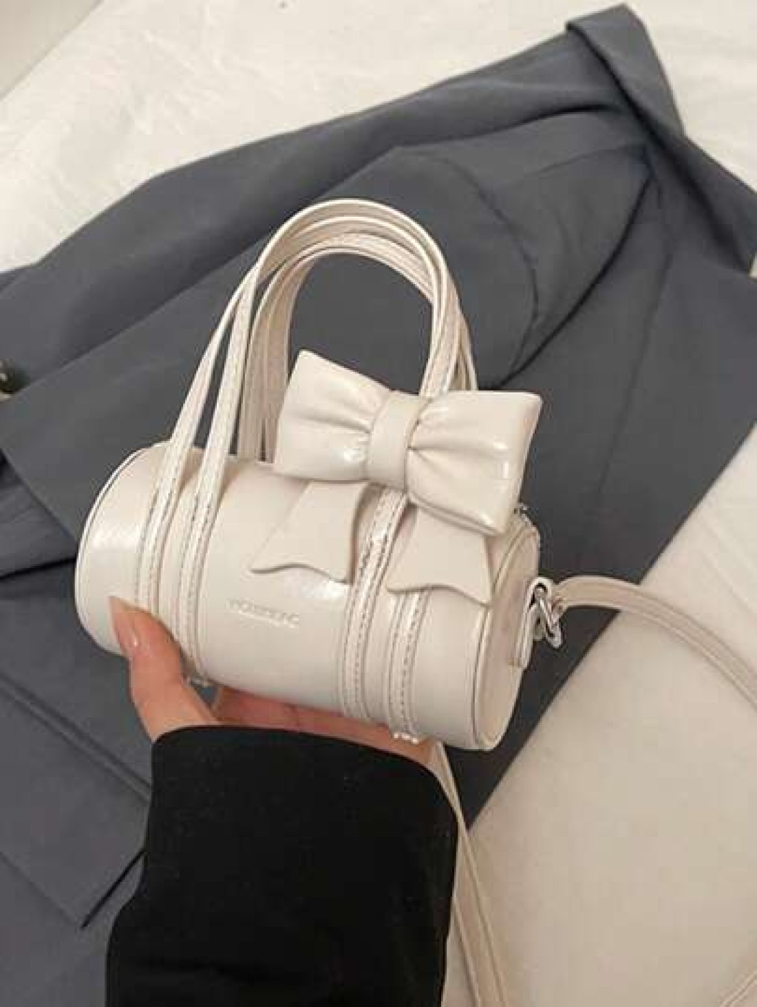 Fashion Bow Mini Handbag Solid Color Cute Small Crossbody Bag Lipstick Pouch