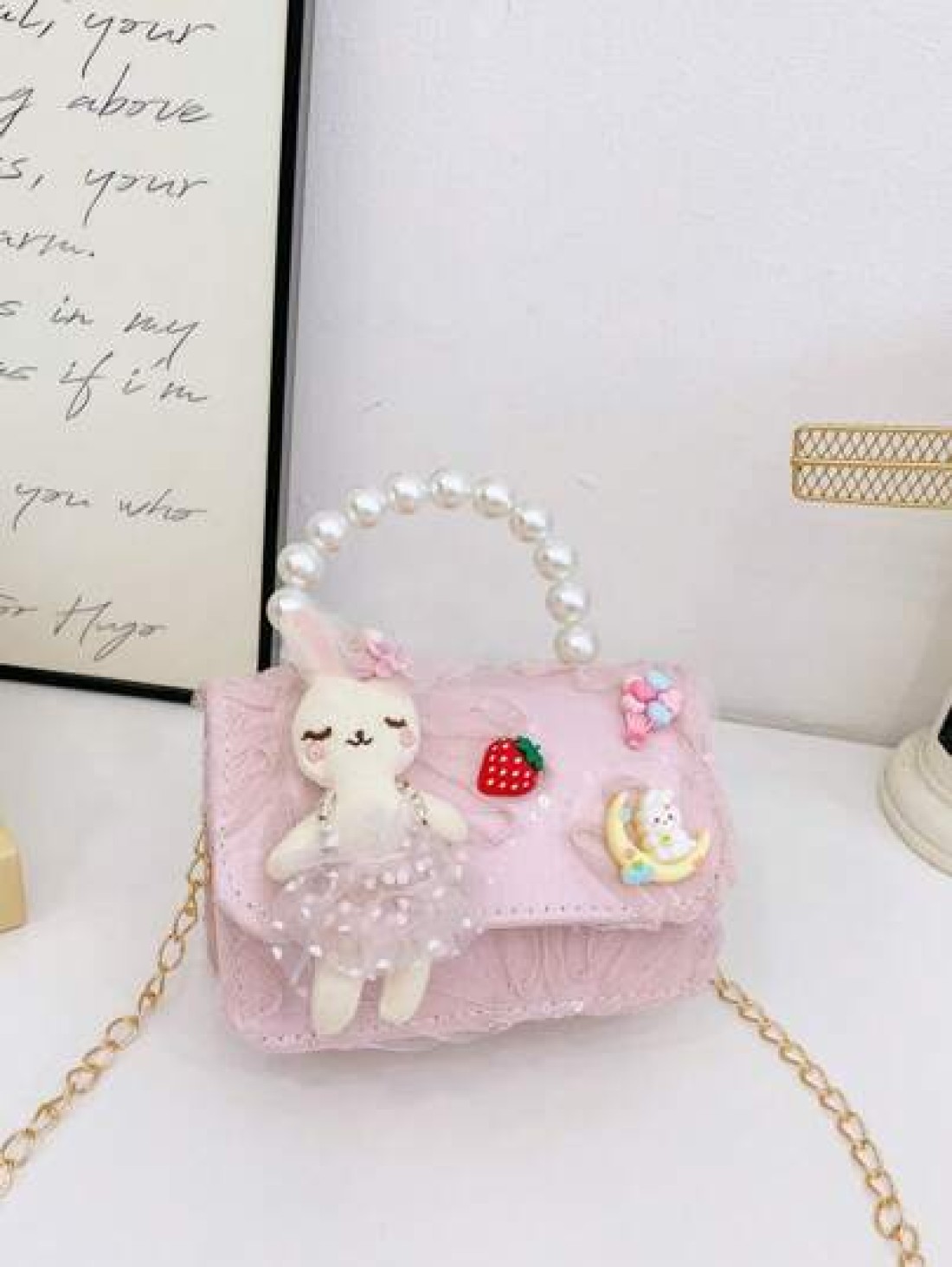 1 Pc Mini Young Children Handbag Pearl Bag Flip Bag Princess BagChain Messenger Bag Small Square Bag Shoulder Bag Candy Storagebag Versatile Lightweight Flip Closure Casual Bag For Travel VacationOutd